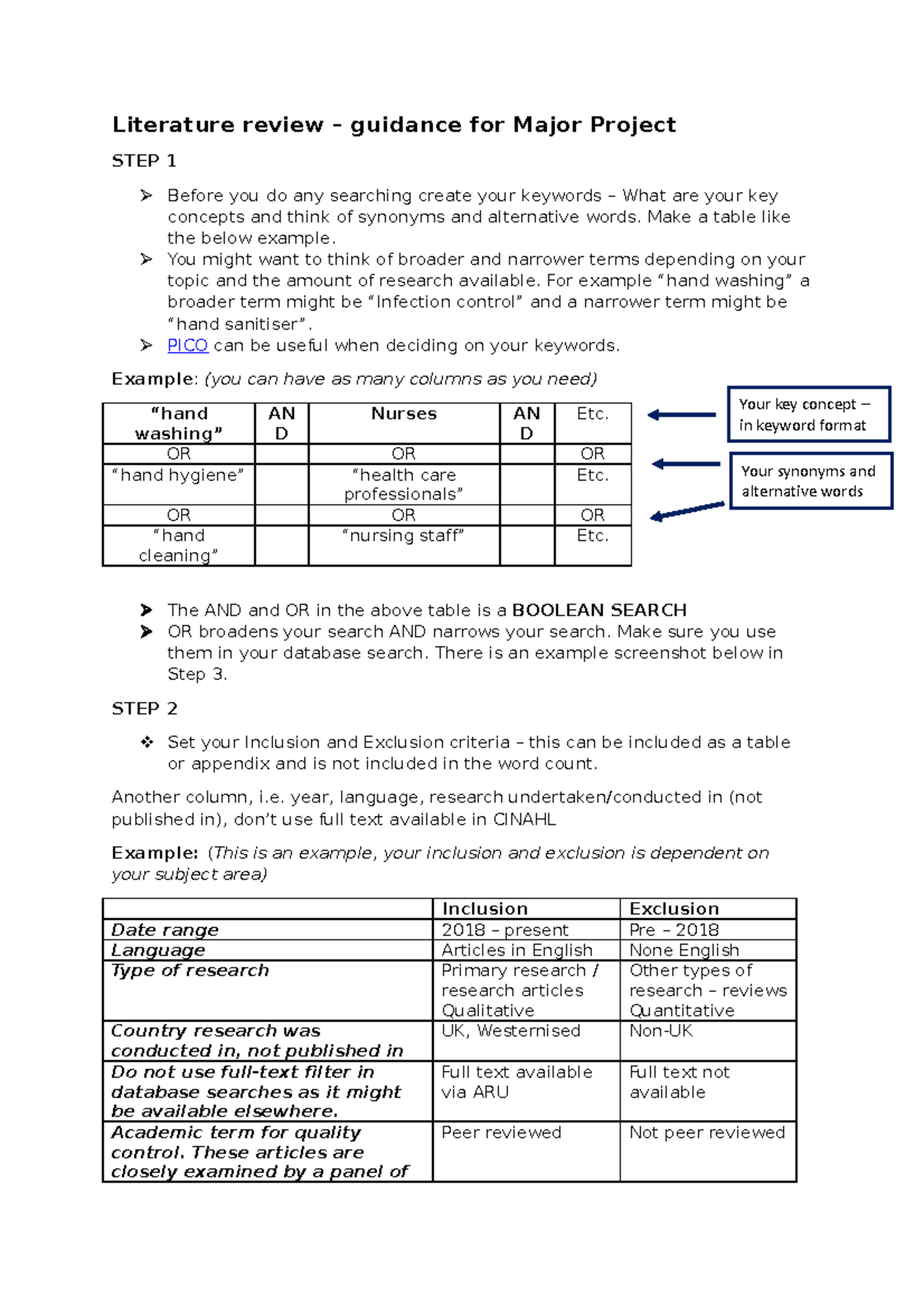 Literature Review Guidance for Major Project - Tips and Steps - Studocu