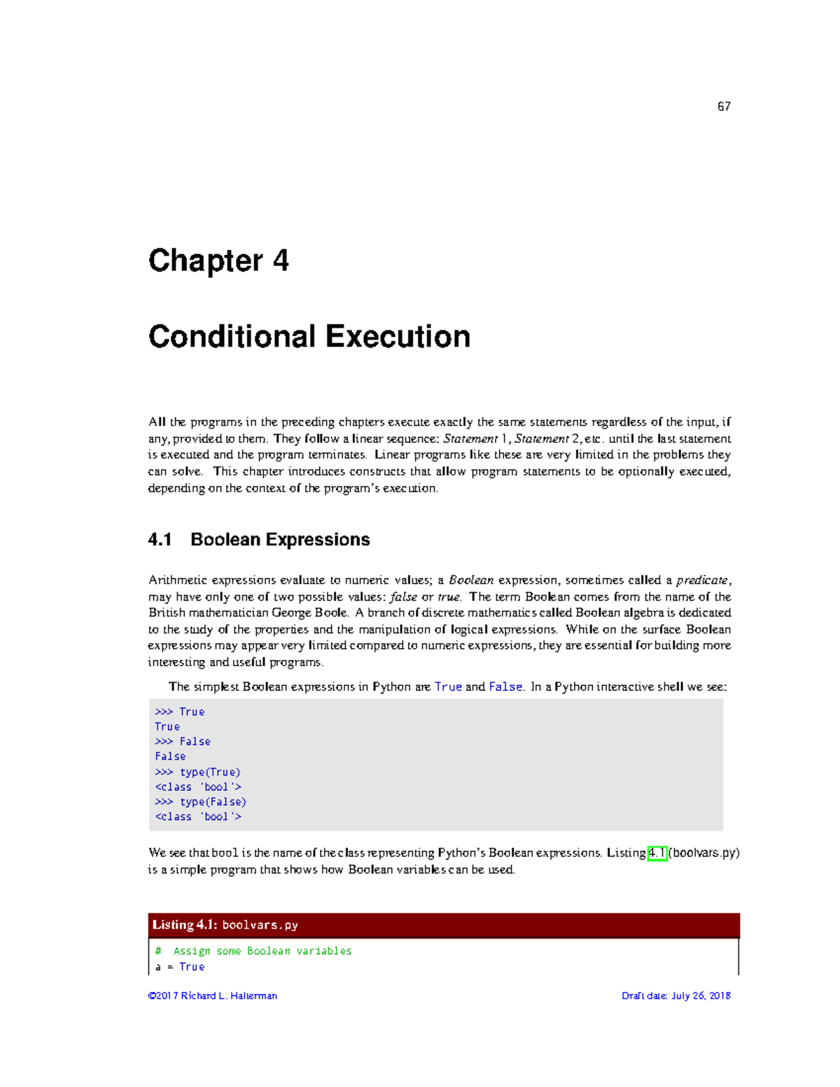 Ch4 - Conditional Execution and Boolean Expressions - Studocu