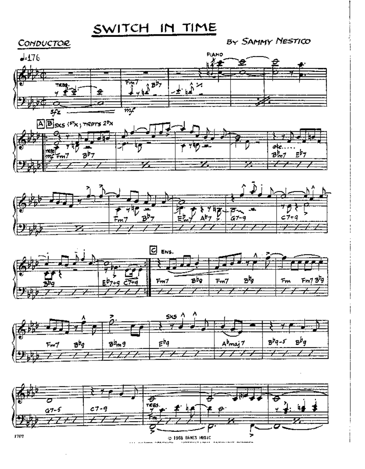 Switch In Time: Full Big Band Arrangement by Nestico - Studocu