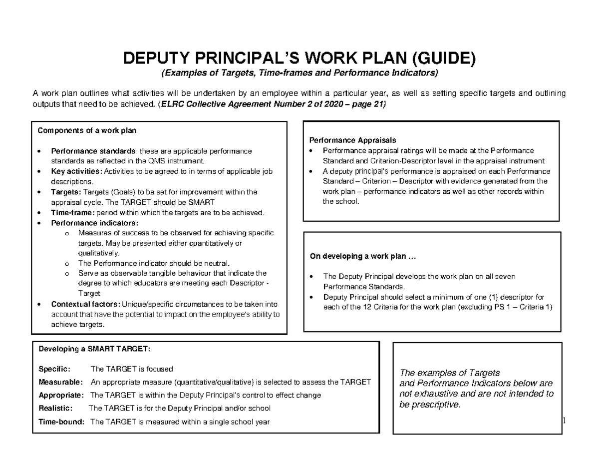 PL3 QMS Work Plan Guide: Targets & Performance Indicators - Studocu