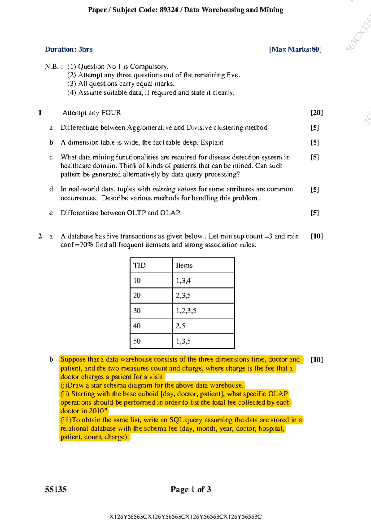 DWM 89324 Final Exam Paper: Data Warehousing & Mining Insights - Studocu