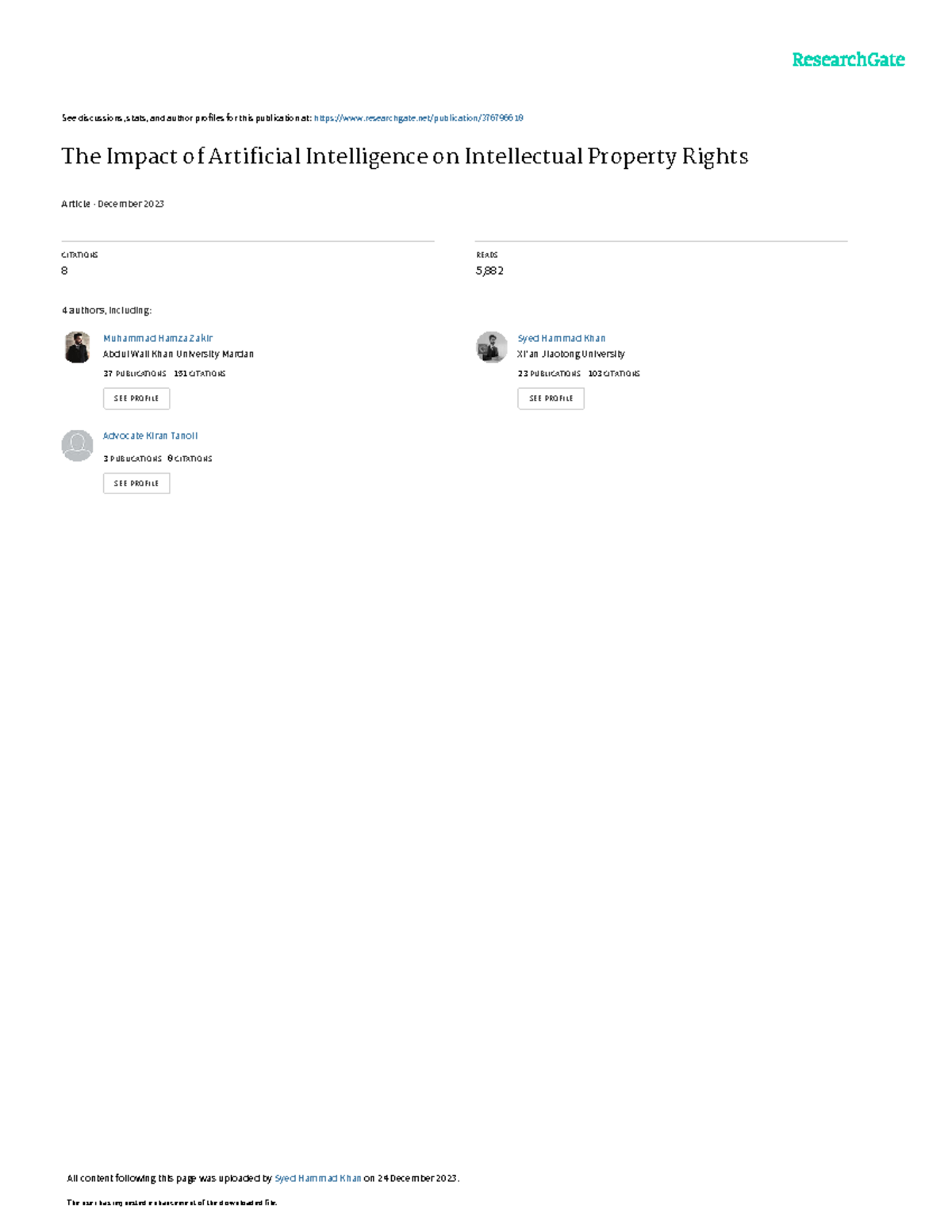 The Impactof Artificial Intelligenceon Intellectual Property Rights ...
