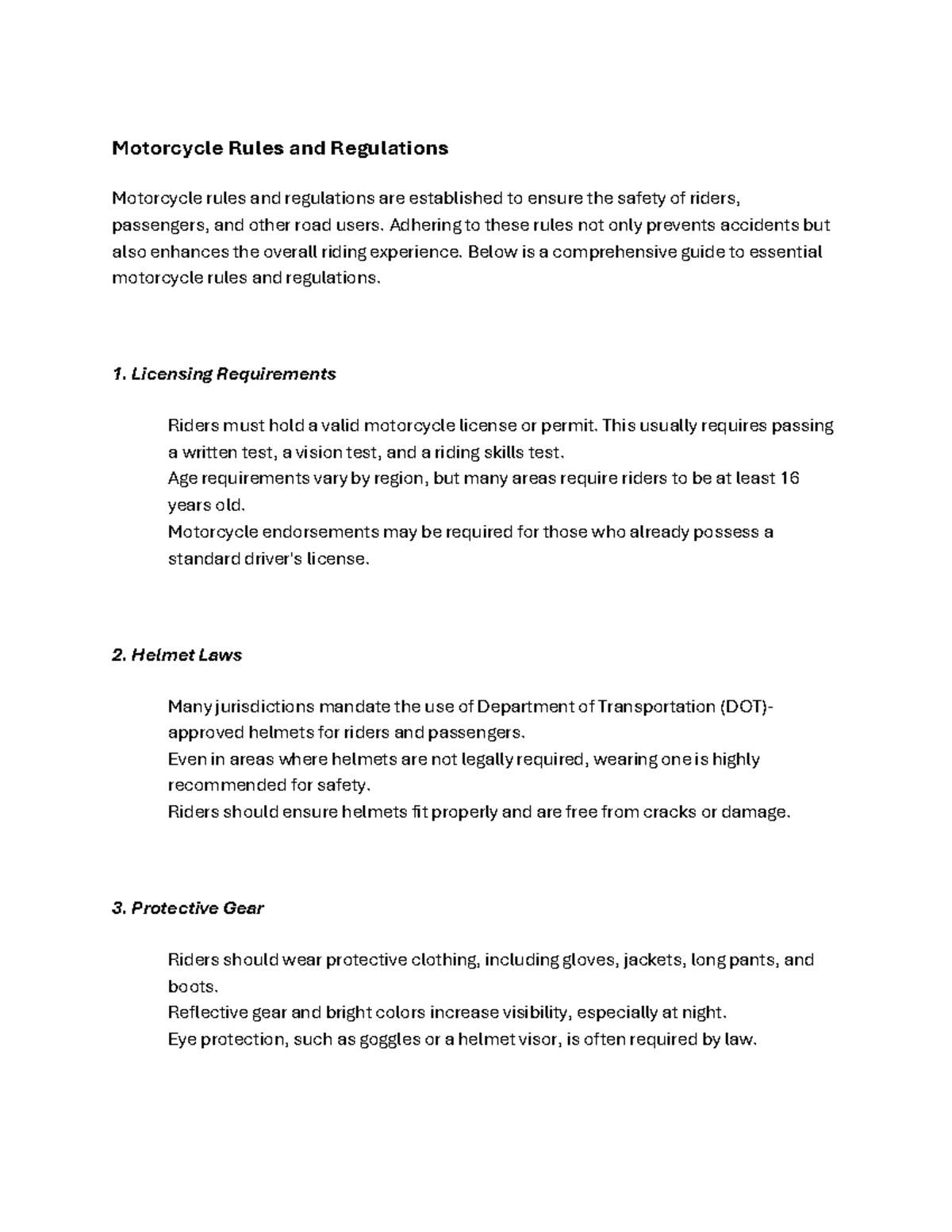 Motorcycle Rules and Regulations - Motorcycle Rules and Regulations ...