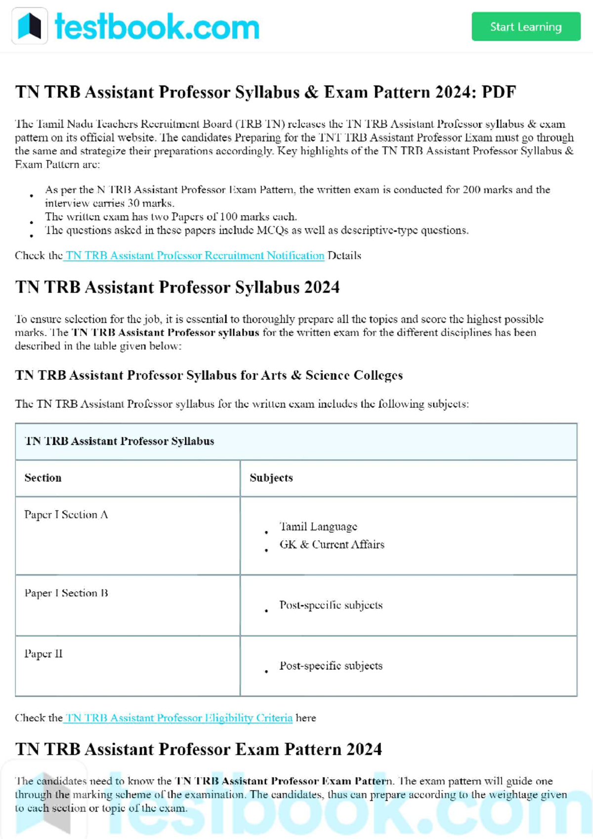TN TRB Assistant Professor Syllabus & Exam Pattern 2024 PDF - The ...