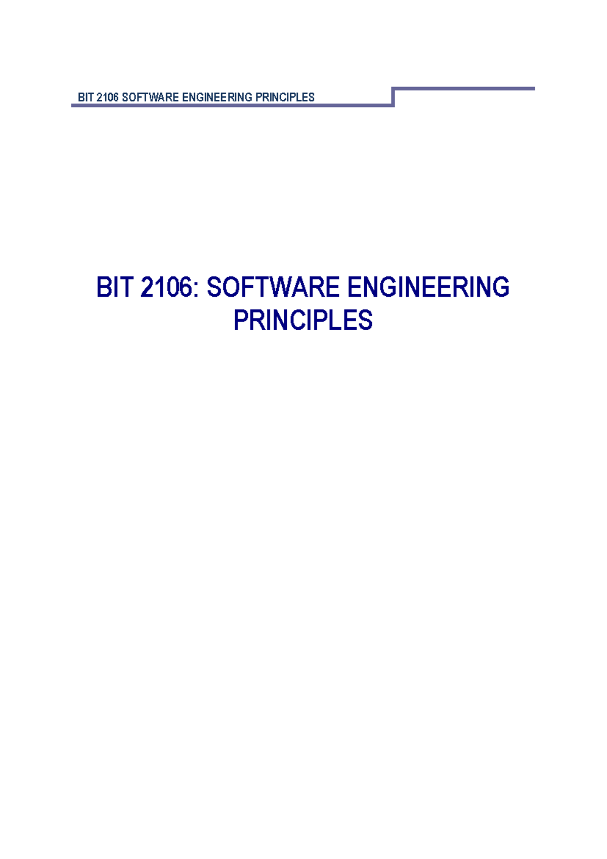 BIT 2106: Software Engineering Principles - Comprehensive Study Manual ...
