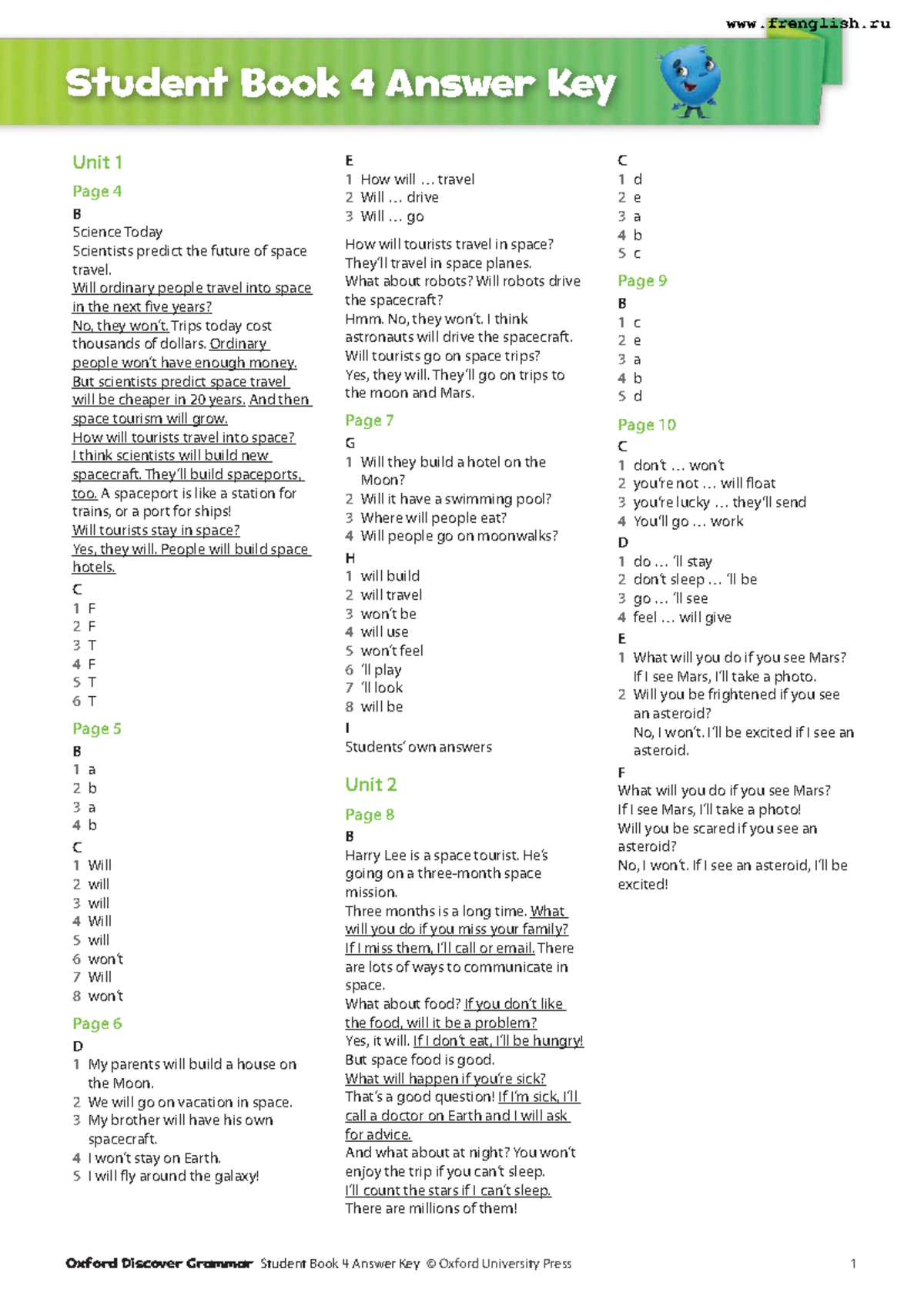 Oxford Discover 4 Grammar Student Book Answer Key - Studocu