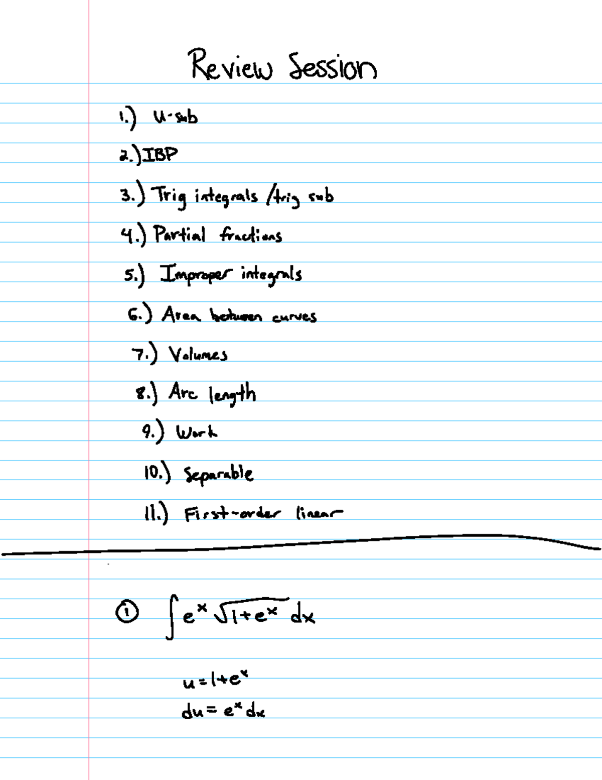 Calc 2 Exam 1 Review Session: Integrals, Areas, and Volumes - Studocu