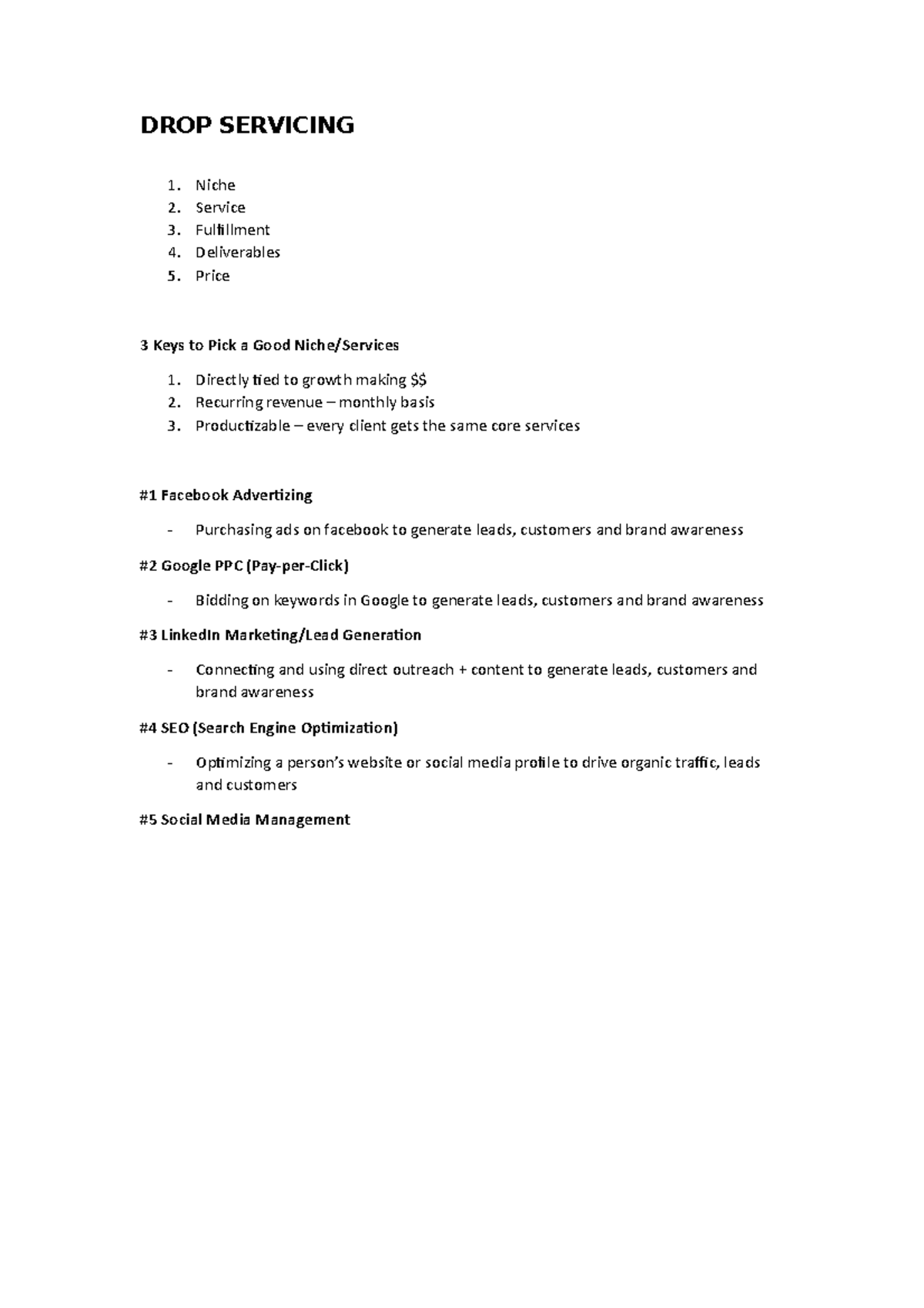 DROP Servicing - notes - DROP SERVICING Niche Service Fulfillment ...