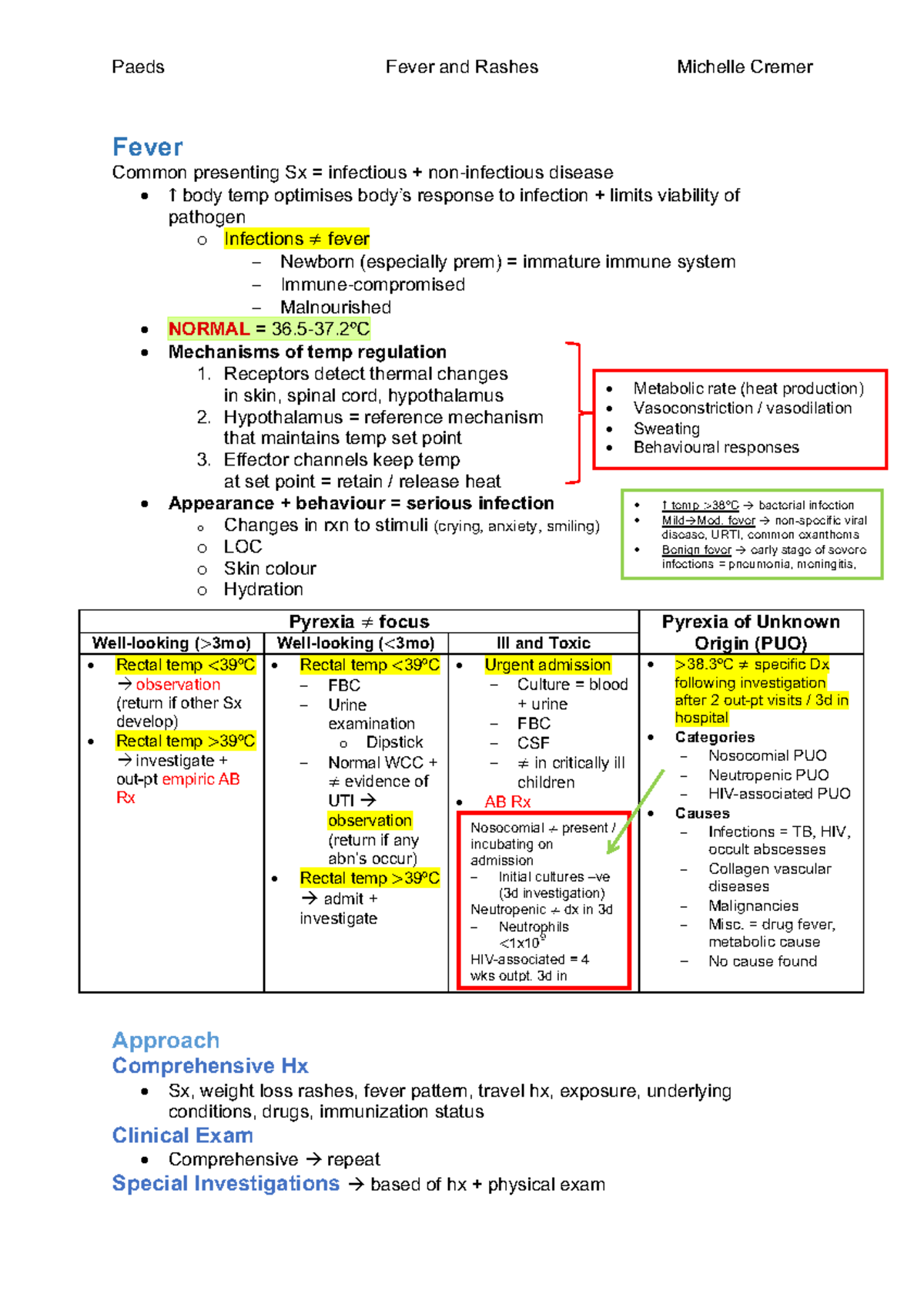 1. Fever and Rashes: Medical Overview and Emergency Management - Studocu