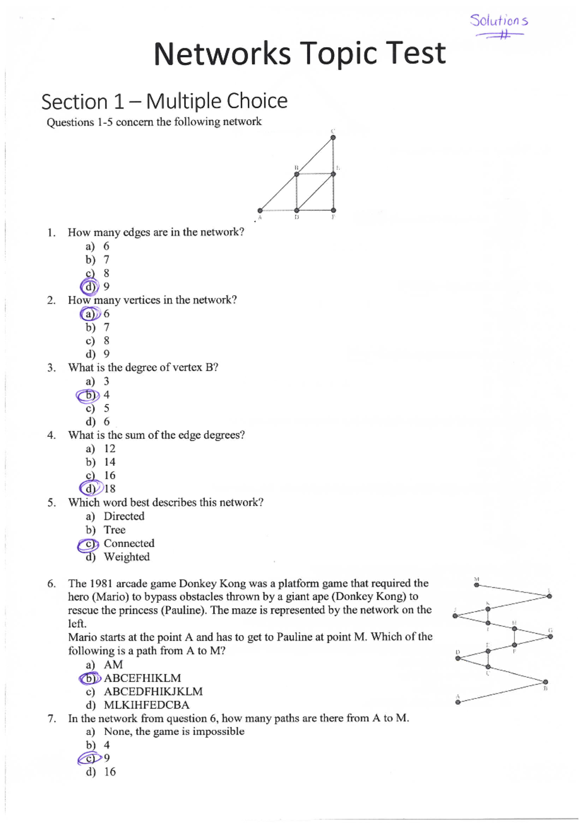 Networks Topic Test Solutions (Course Code: NET 101) - Studocu