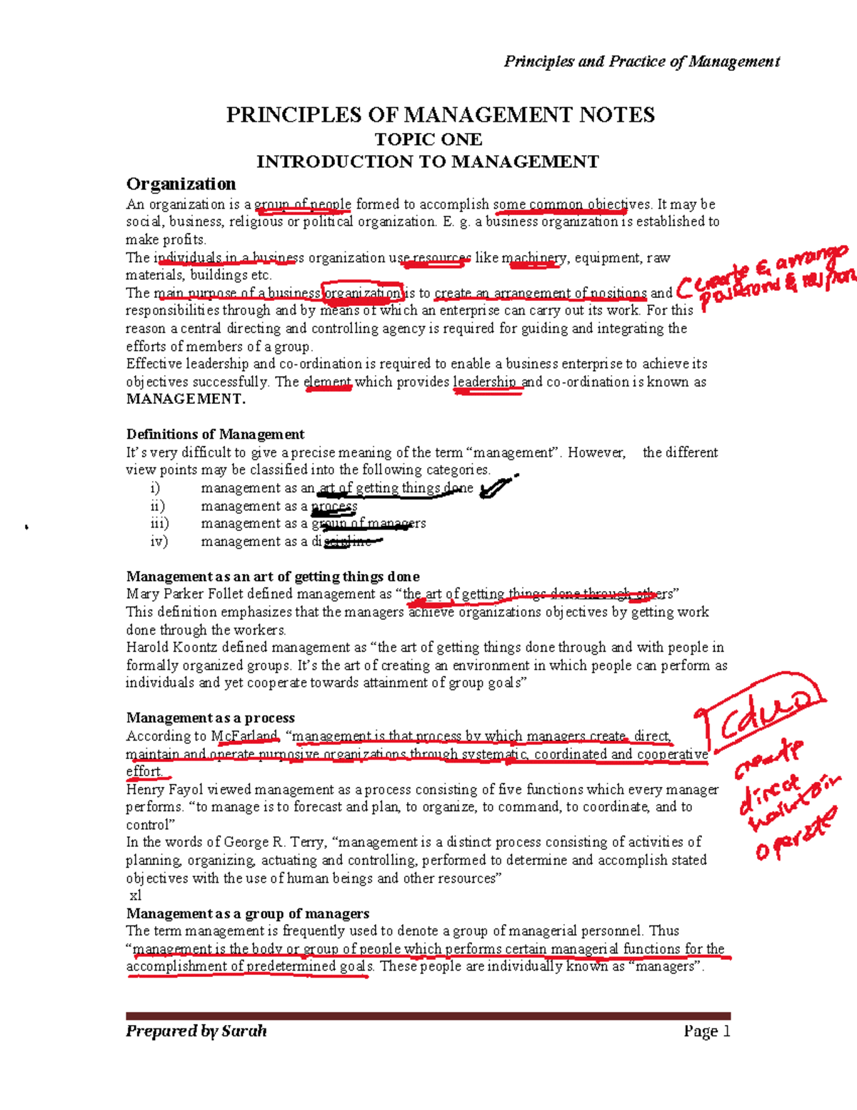 Principles of Management (MGT101) - Topic 1: Introduction to Management ...