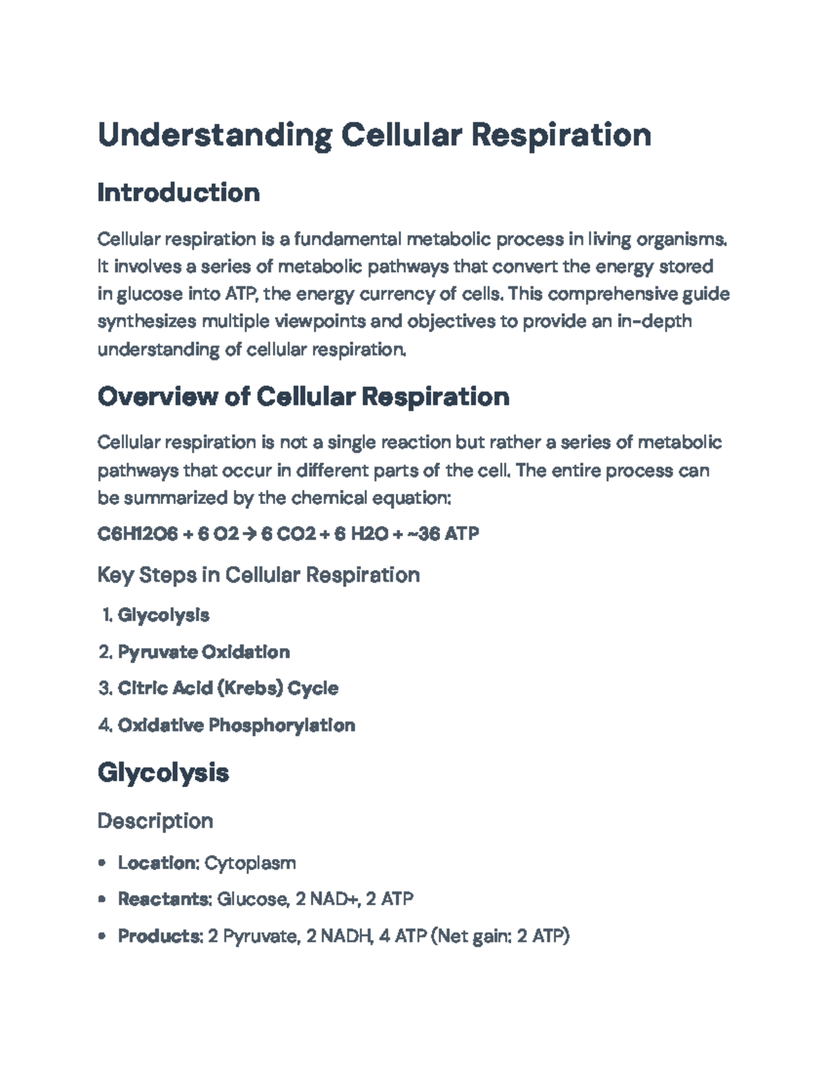 Cellular Respiration Overview: Key Processes and Energy Production ...