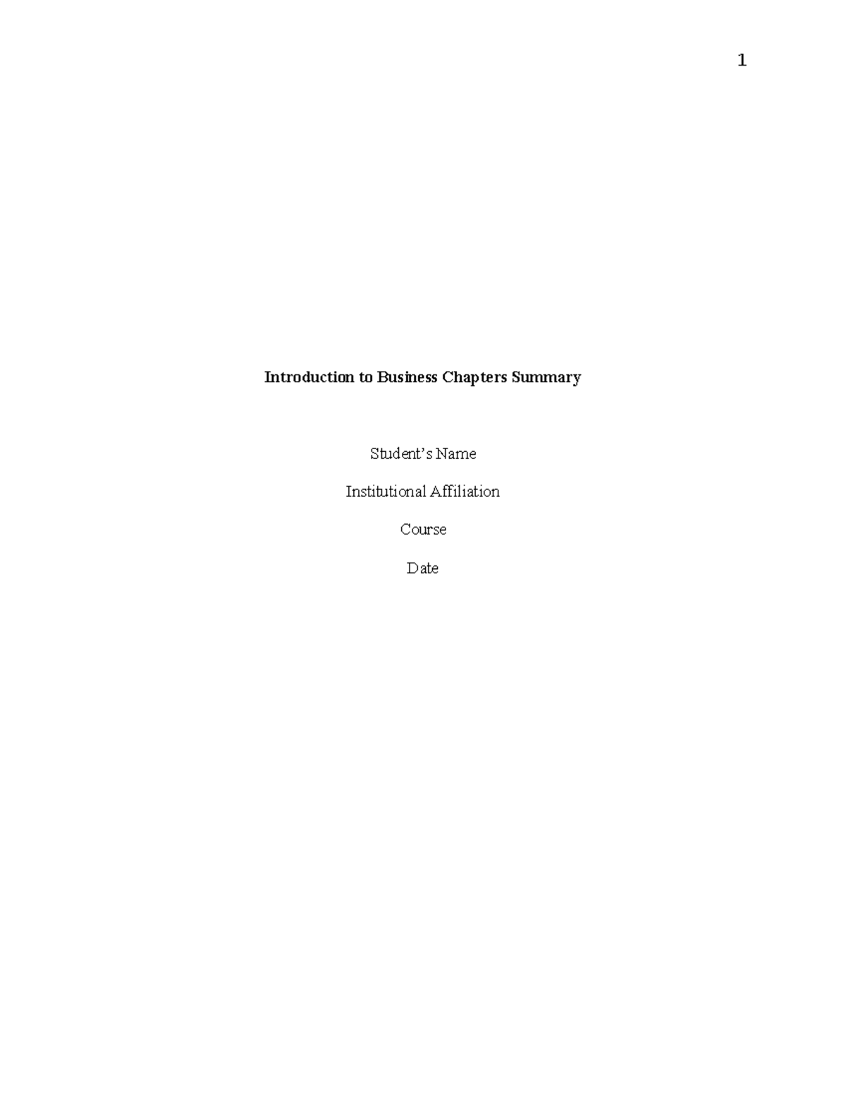 BUS 101: Introduction to Business Chapter Summaries - Studocu