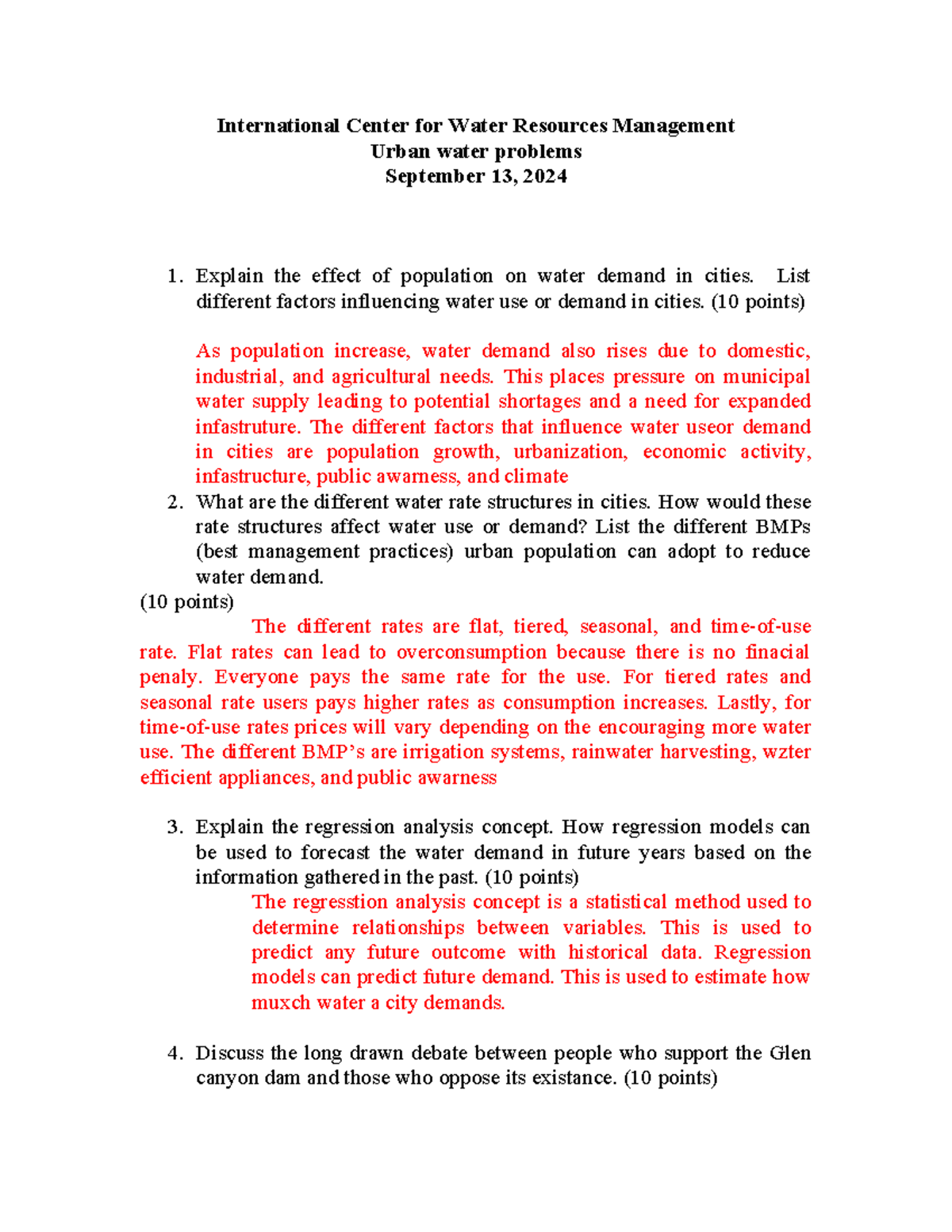 Water Resource Management Assignment 1 (2024): Urban Water Issues - Studocu
