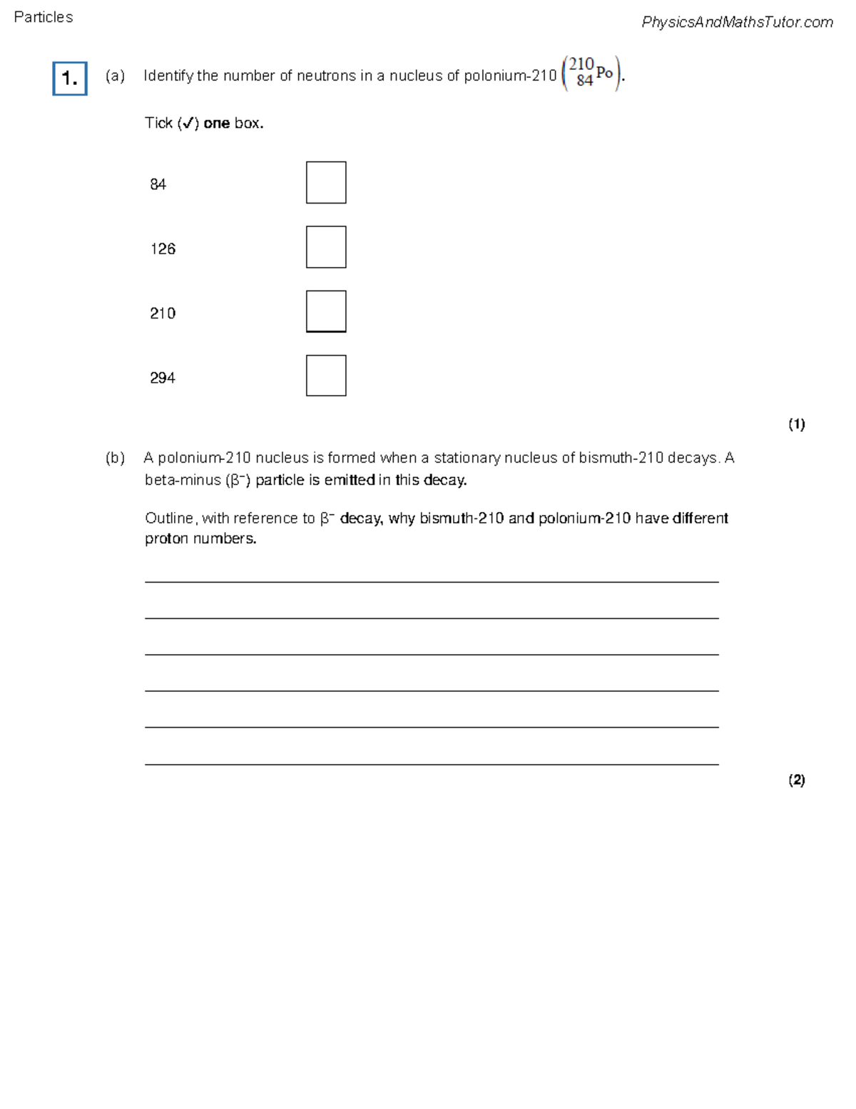 Particles 1.1: Quiz Paper on Nuclear Decay and Interactions - Studocu