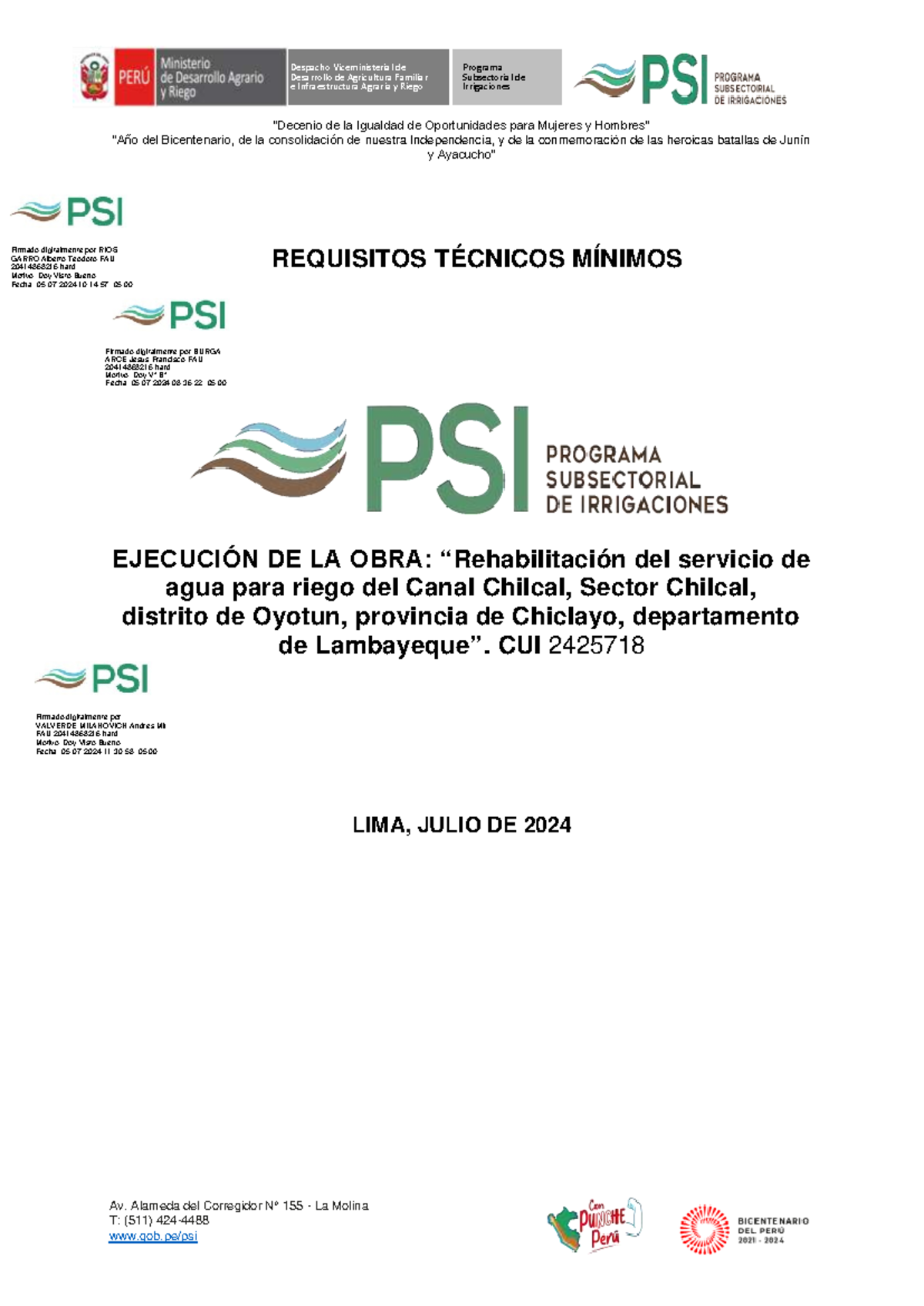Rehabilitación del Servicio de Agua para Riego del Canal Chilcal - FAU ...