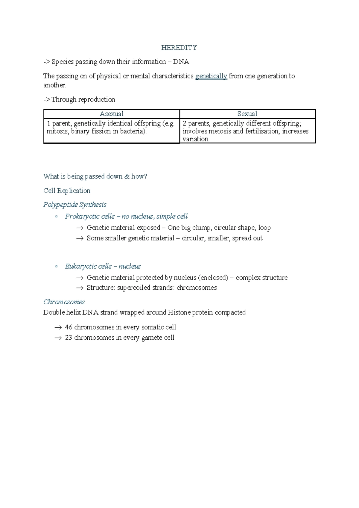 Heredity & Reproduction Notes - Bio Mod 5 Analysis - Studocu
