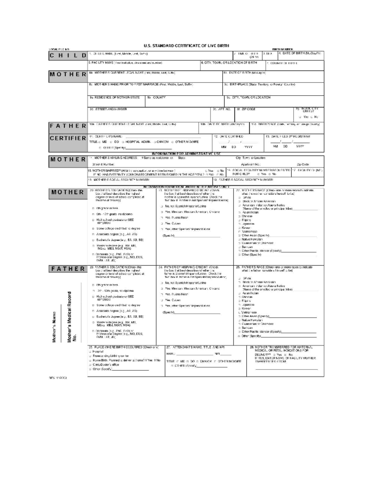 Birth Certificate - Assignment for U.S. Standard Certificate of Live ... - Birth Certificate Assigned Electronic Submissions