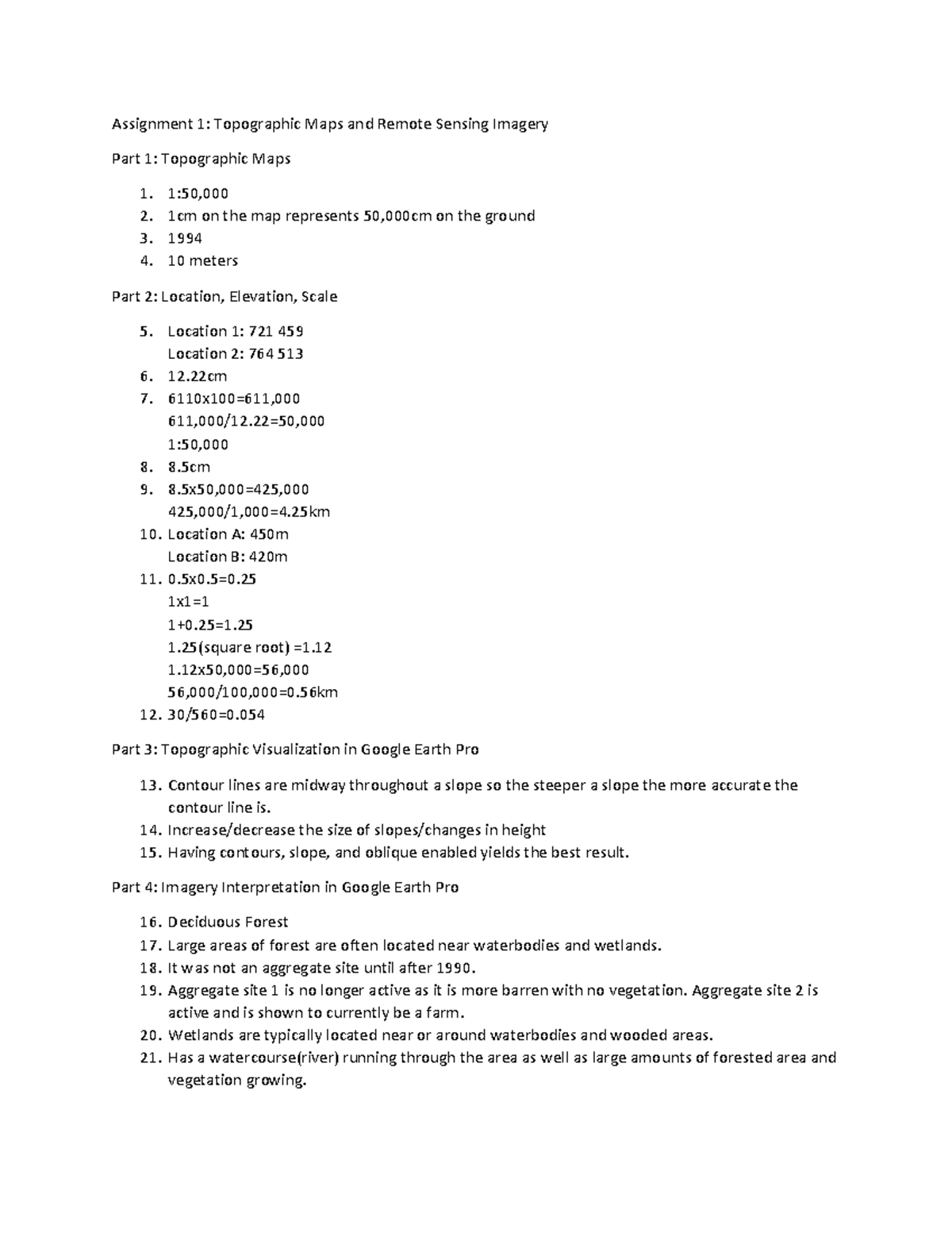 GG101 Topographic Maps & Remote Sensing - Assignment 1 - Studocu