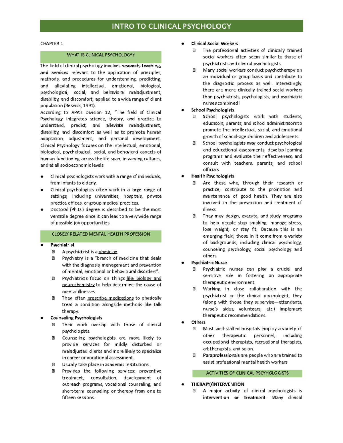 Clinical Psychology 101: Key Concepts and Overview - Studocu