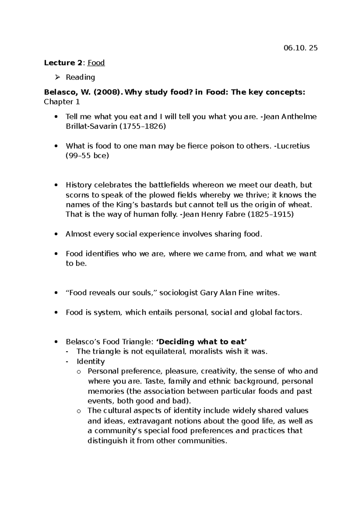 L2 - Lecture 2: Food and Intercultural Communication Insights - Studocu