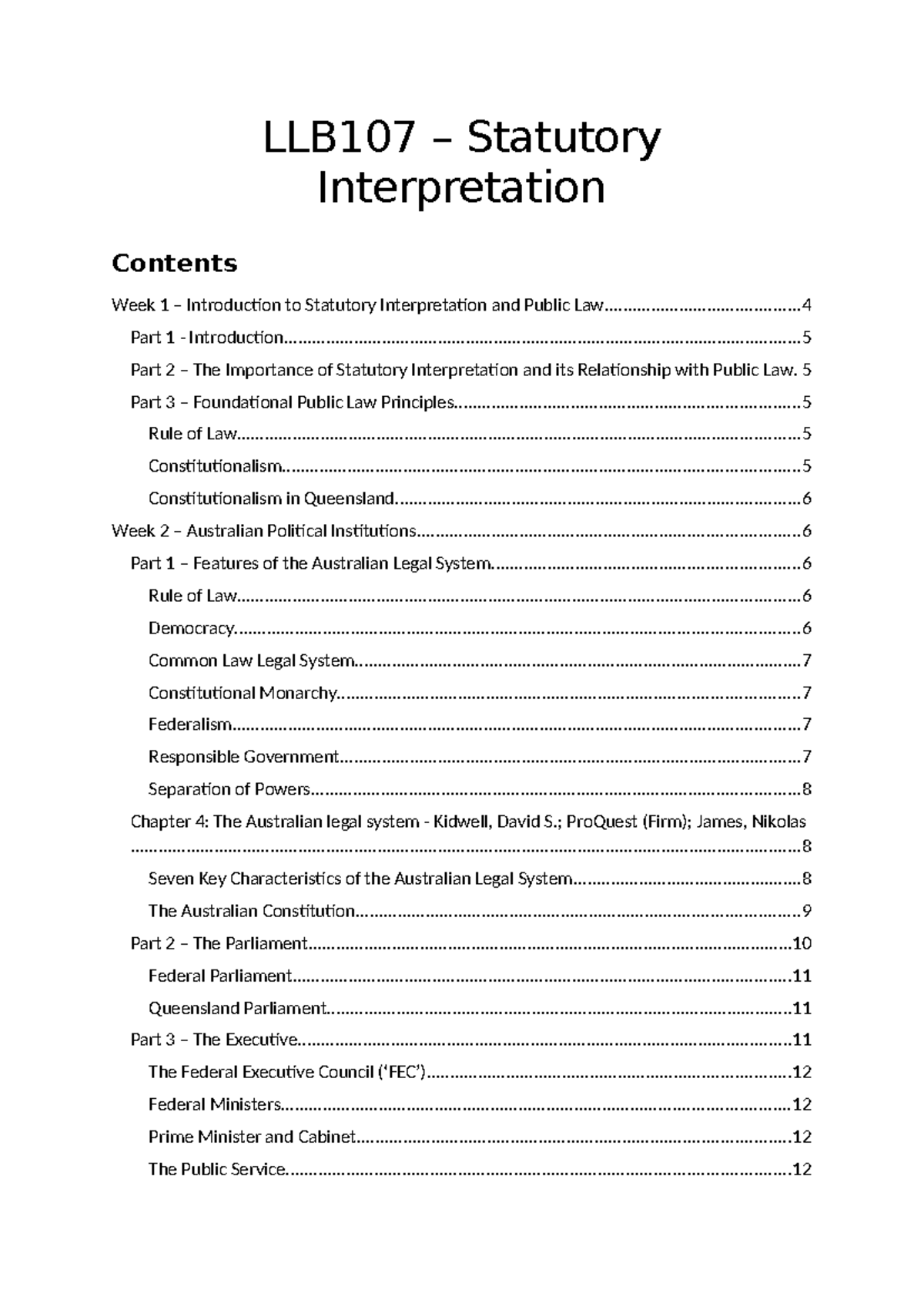 LLB107 - Statutory Interpretation: Comprehensive Unit Notes - Studocu
