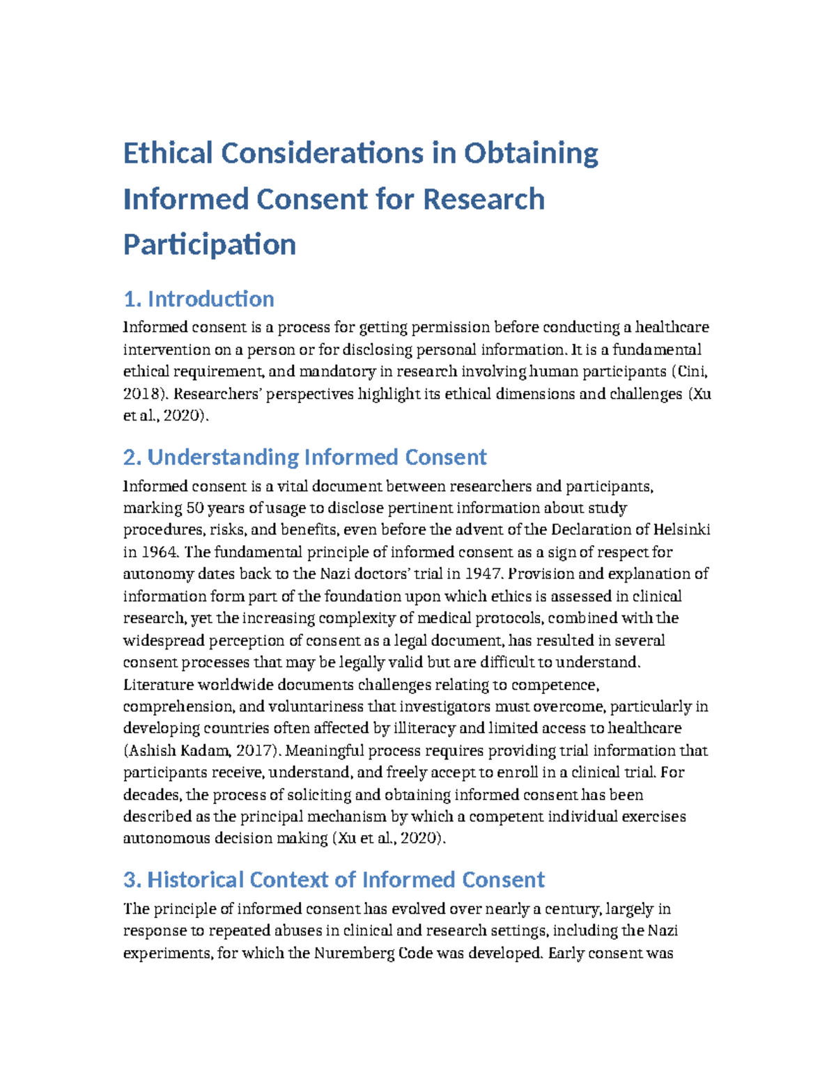 Ethical Considerations for Informed Consent in Research Participation ...