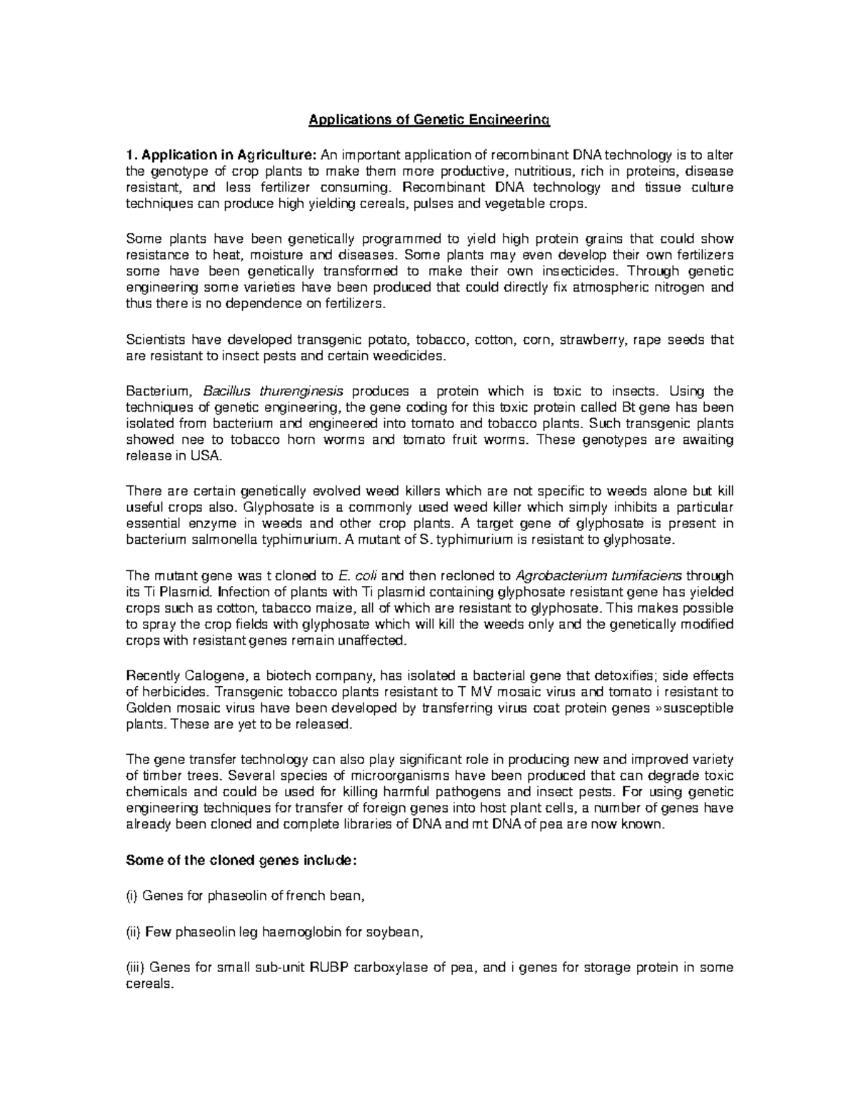 Applications of Genetic Engineering - Applications of Genetic ...