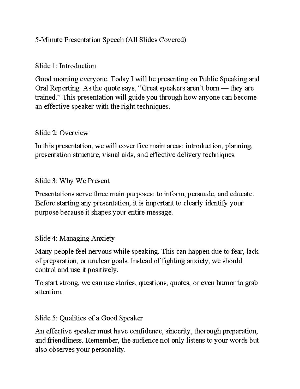 Public Speaking Techniques: Effective Presentation Skills - Studocu