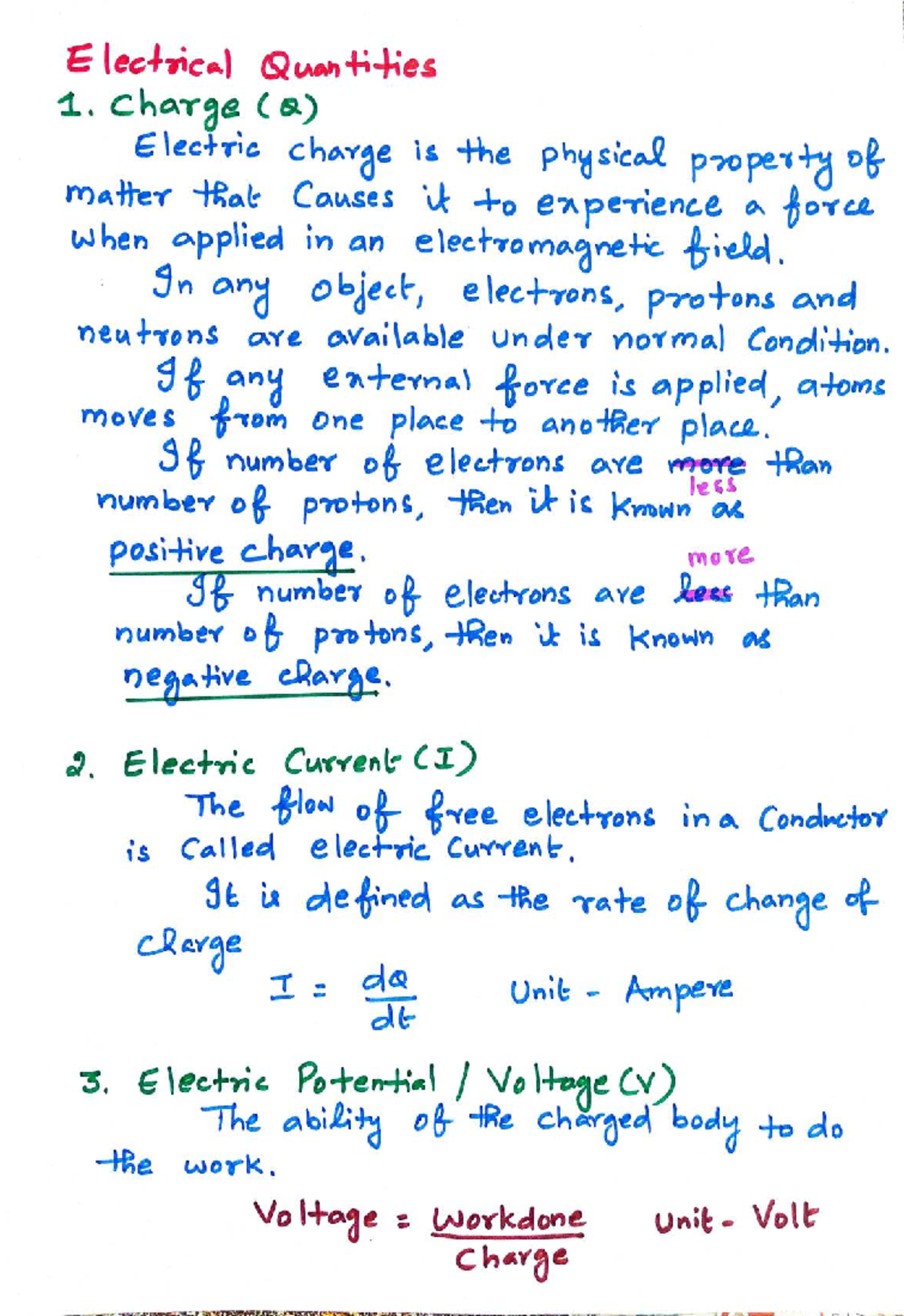 EEE Unit - II - DC Circuits: Understanding Electric Charges and Current ...