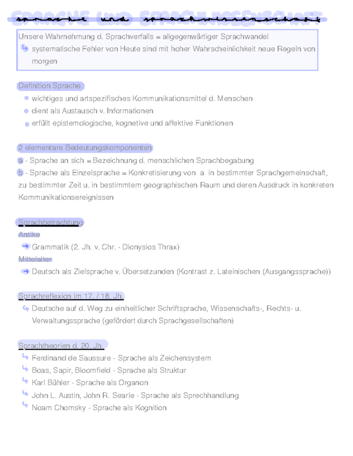 Merkzettel Sprachwissenschaften: Sprachwandel, Zeichen und Semantik ...
