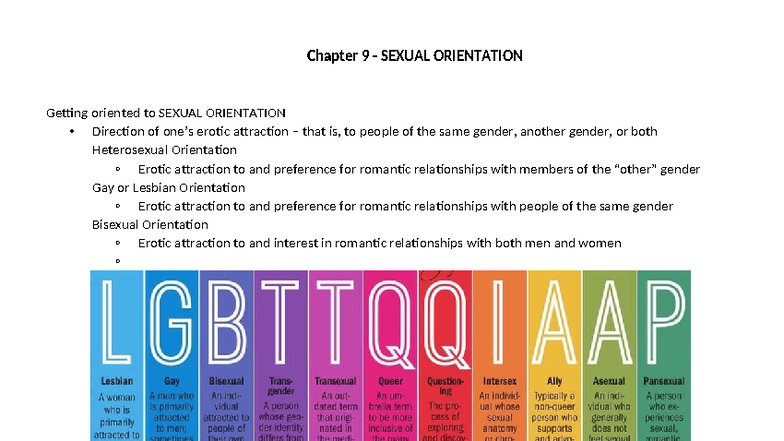 Chapter 9: Understanding Sexual Orientation and Identity - Studocu
