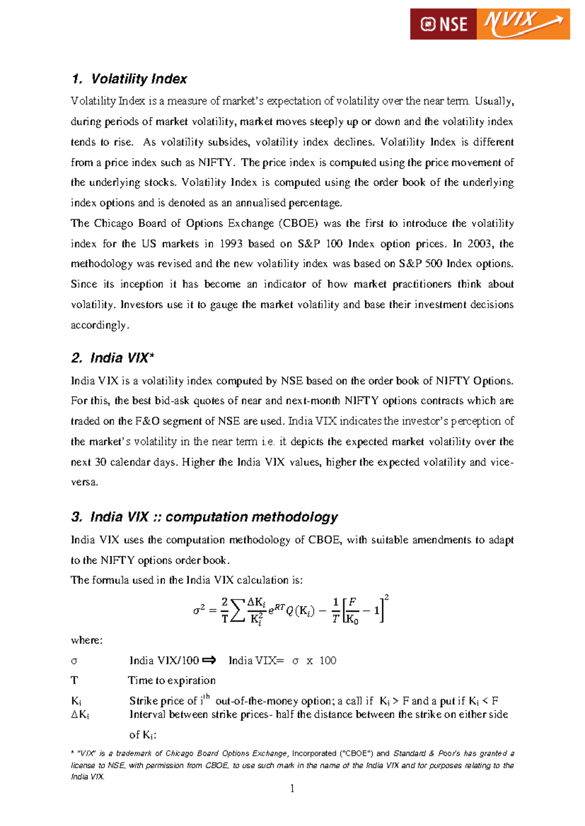 White paper India VOLATILITY INDEX, good to understand about VIX ...