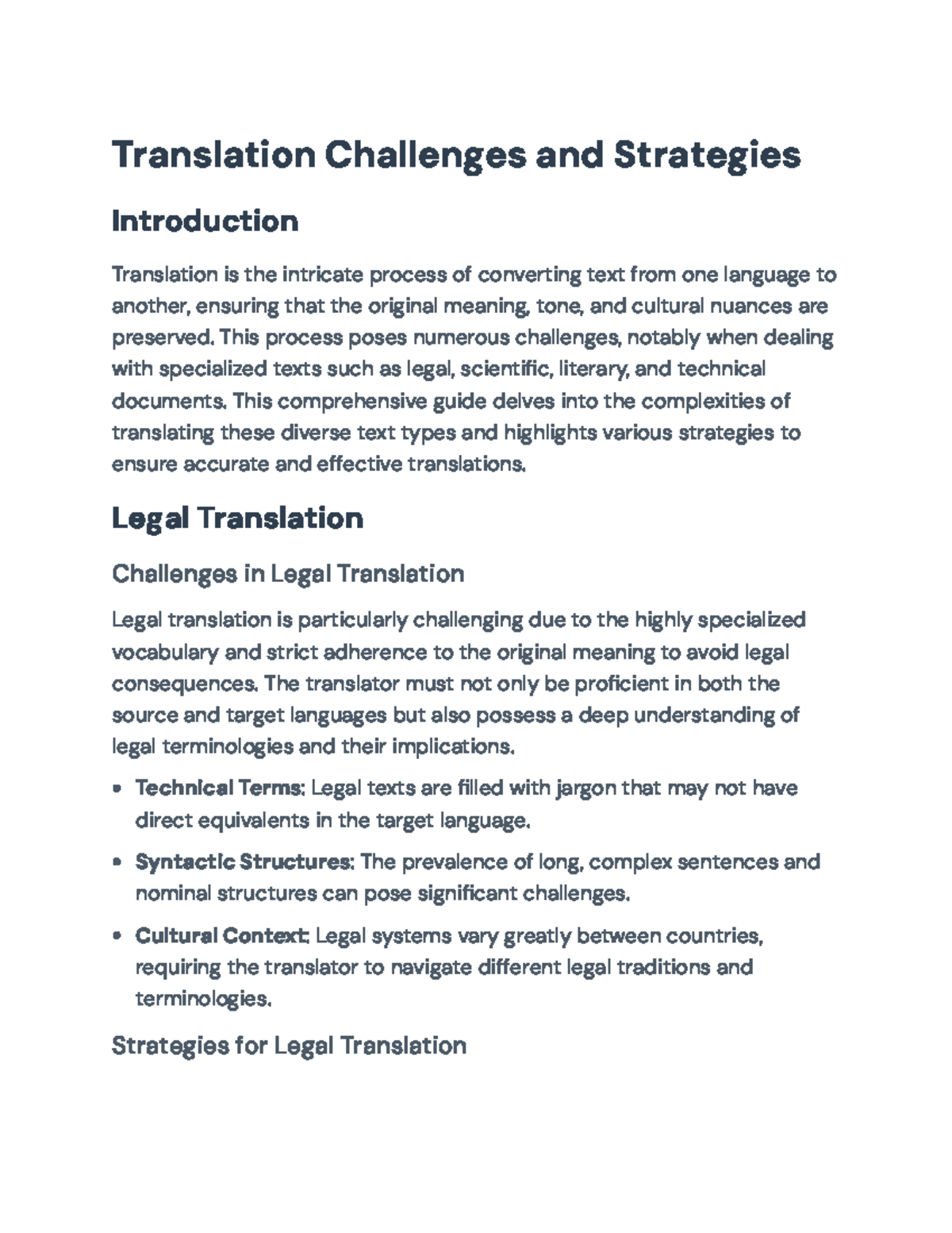 Translation Challenges & Strategies: Legal, Sci, & Lit Texts Overview ...