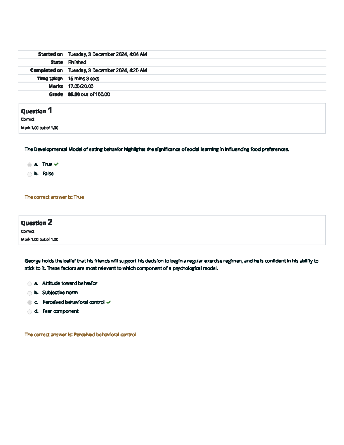 Graded Quiz Unit 3 Attempt review Home - Started on Tuesday, 3 December ...