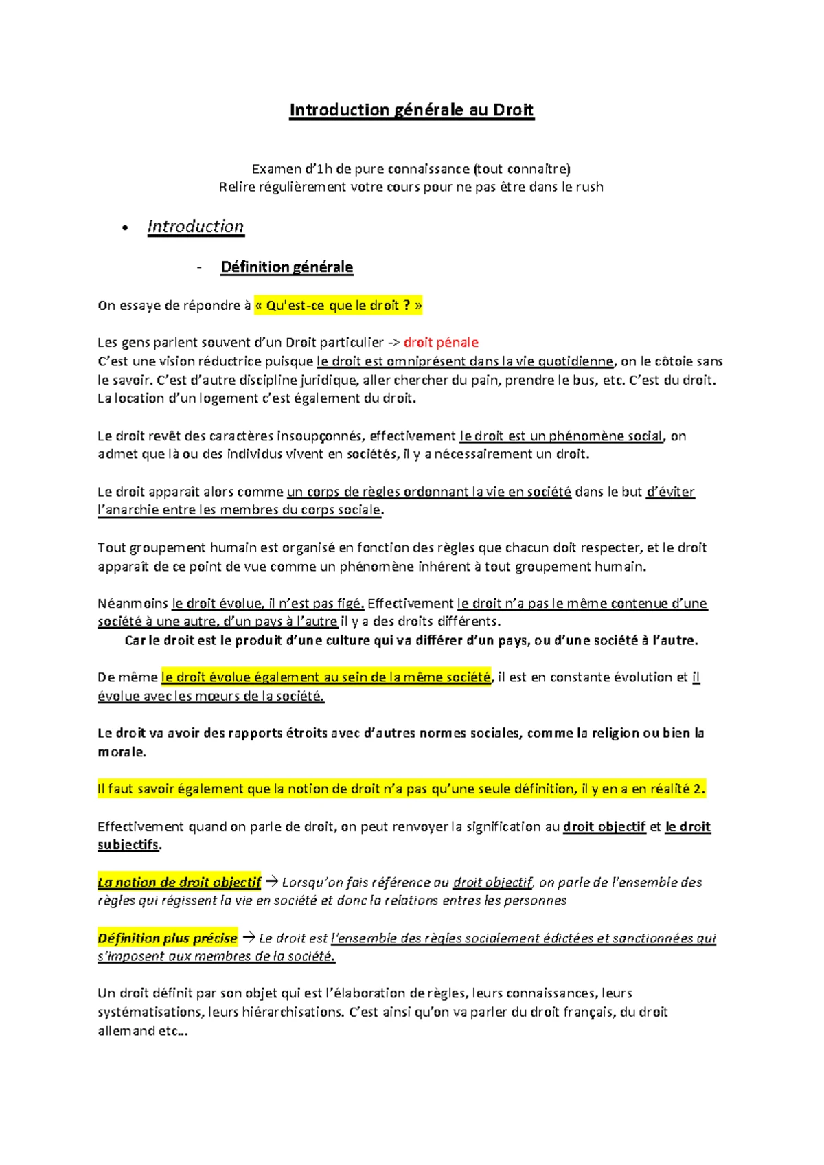 Introduction au Droit et à l'Organisation Juridictionnelle - Cours ...