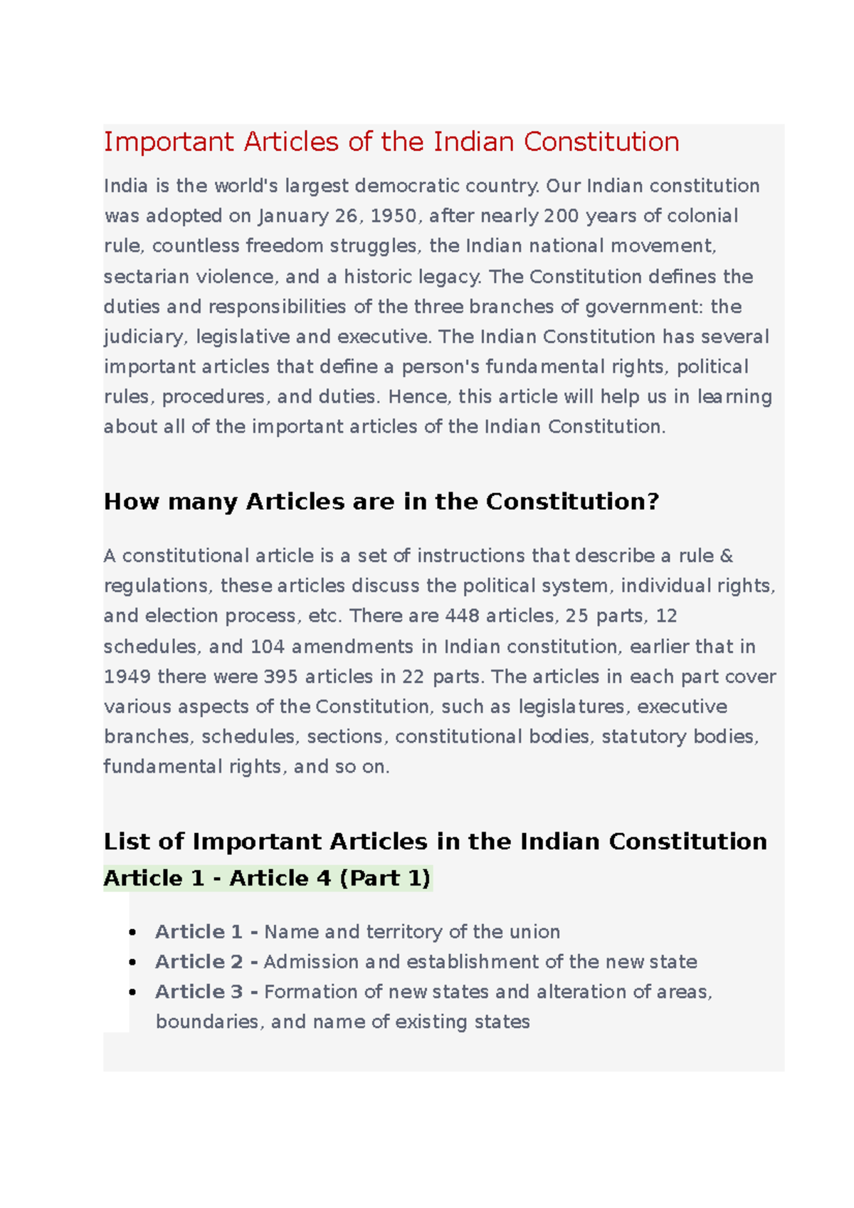 Important Articles of the Indian Constitution: A Comprehensive Guide ...