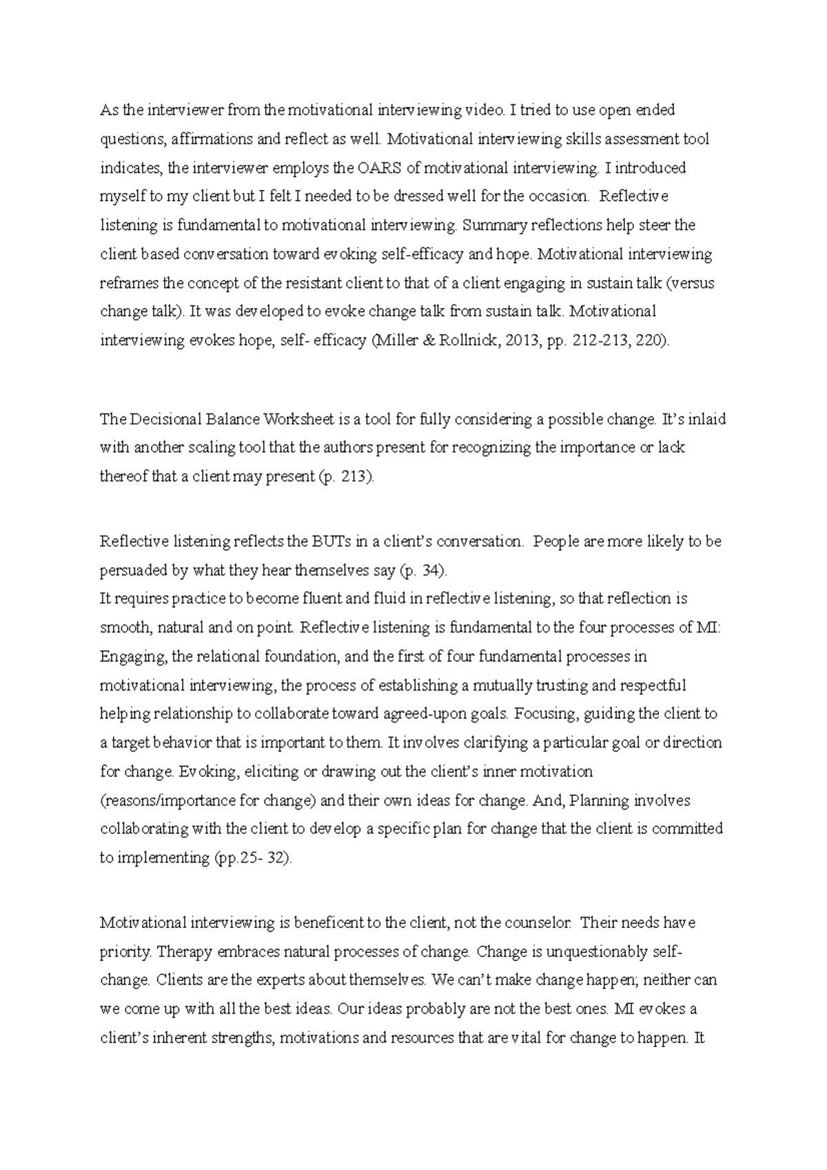 MI Reflection and Skills Assessment - Grade: B+ - Studocu