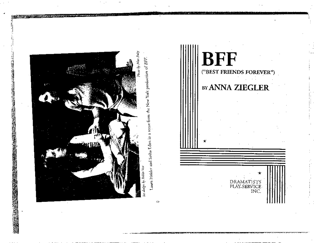 BFF - script for analysis on writing play - BFF FRIENDS Copyright 2008 ...