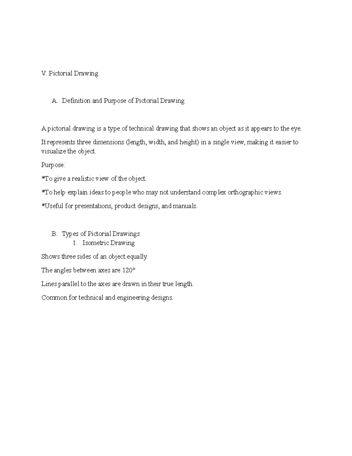 Pictorial Drawing in Industrial Technology: Definition & Types - Studocu
