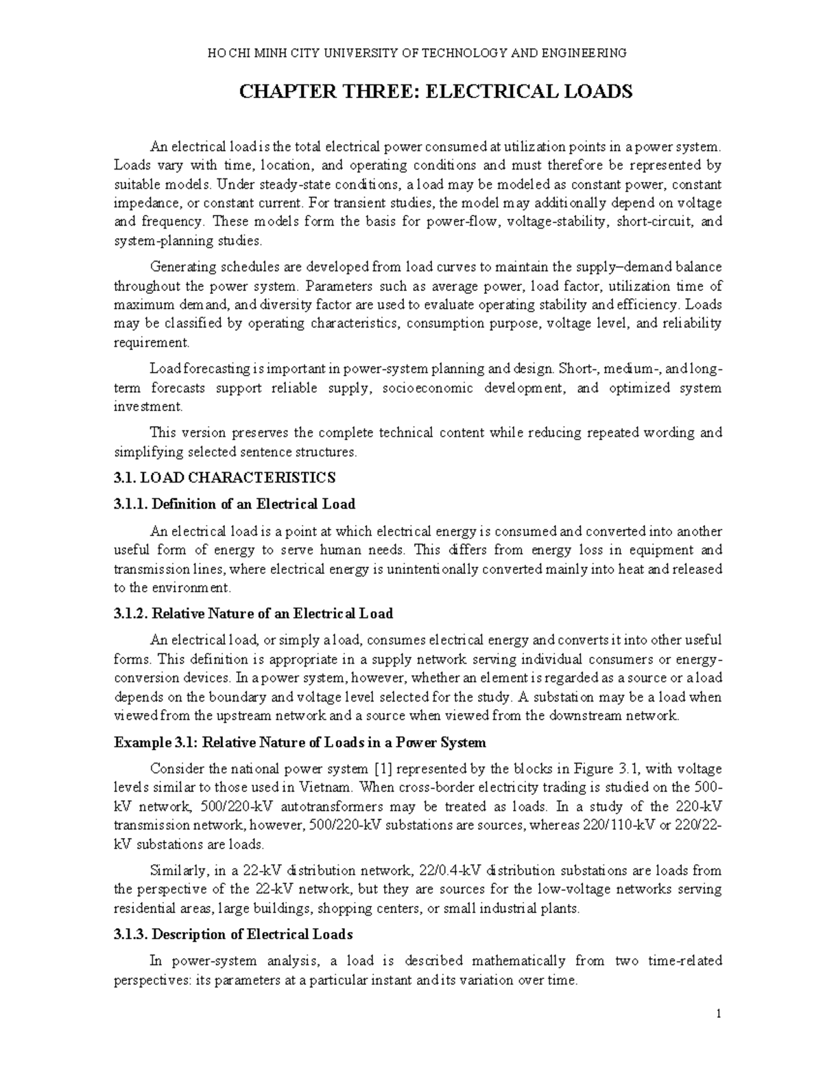 Chapter 3: Electrical Loads in Power Systems (ENG 101) - Studocu