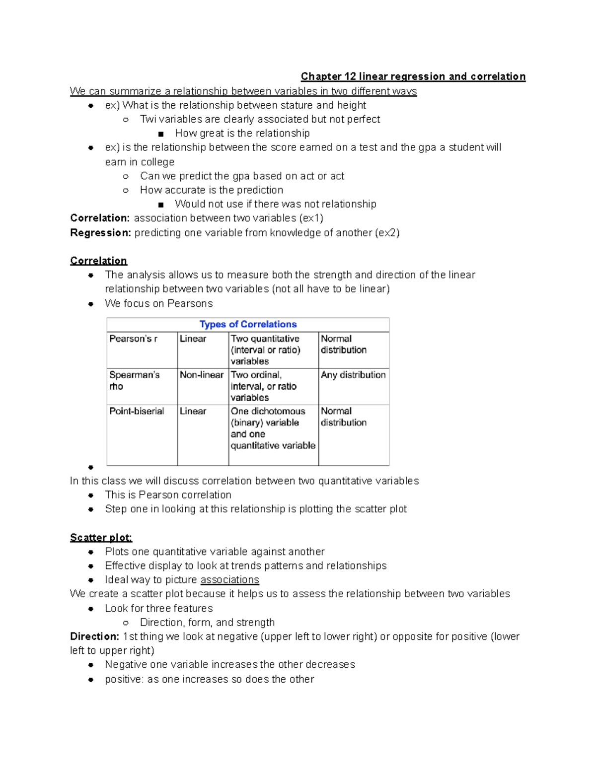 3990 Test 4 - Chapter 12: Linear Regression & Correlation Notes - Studocu