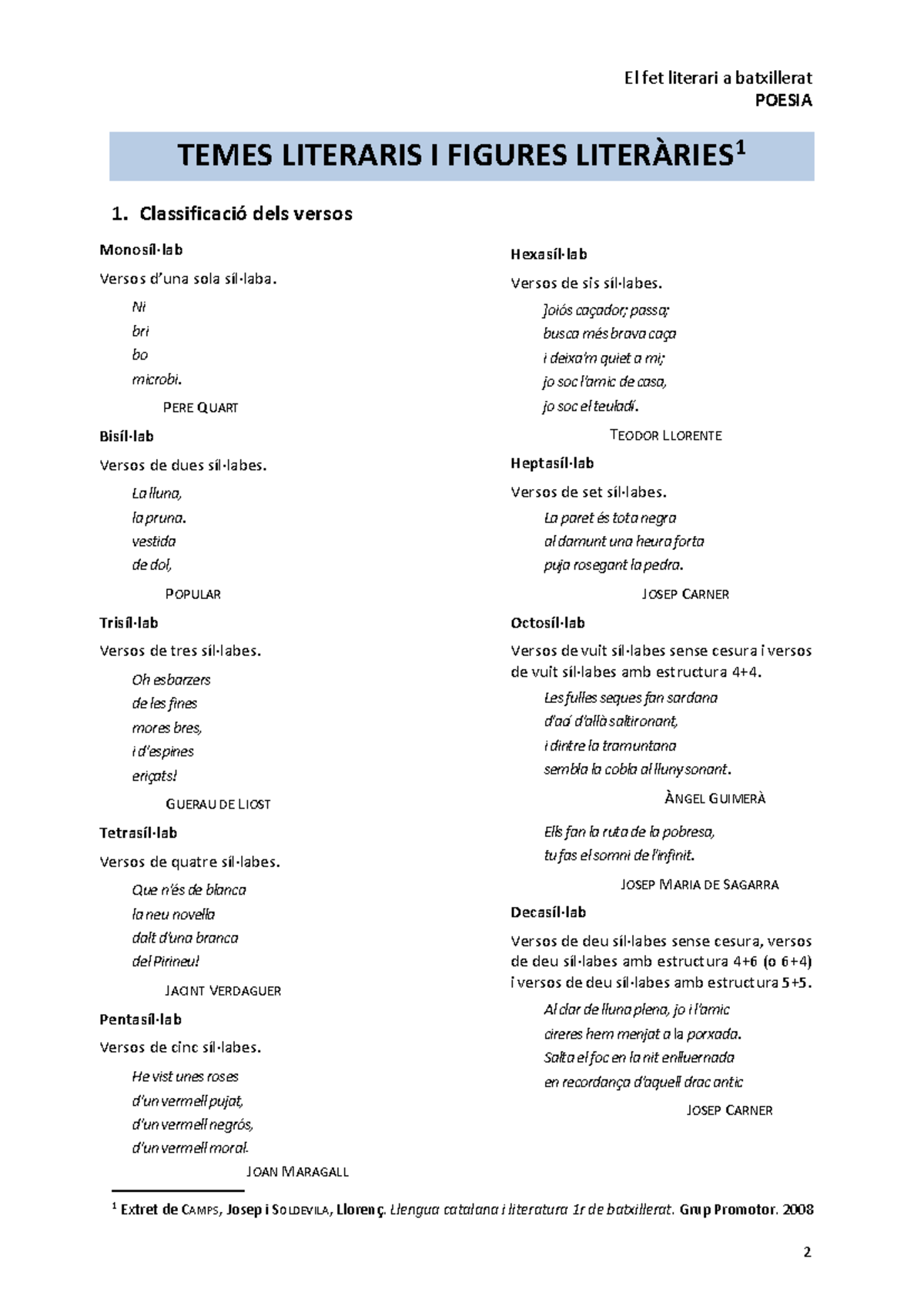 El fet literari a Batxillerat: Poesia i Figures Literàries POE-2-4 ...
