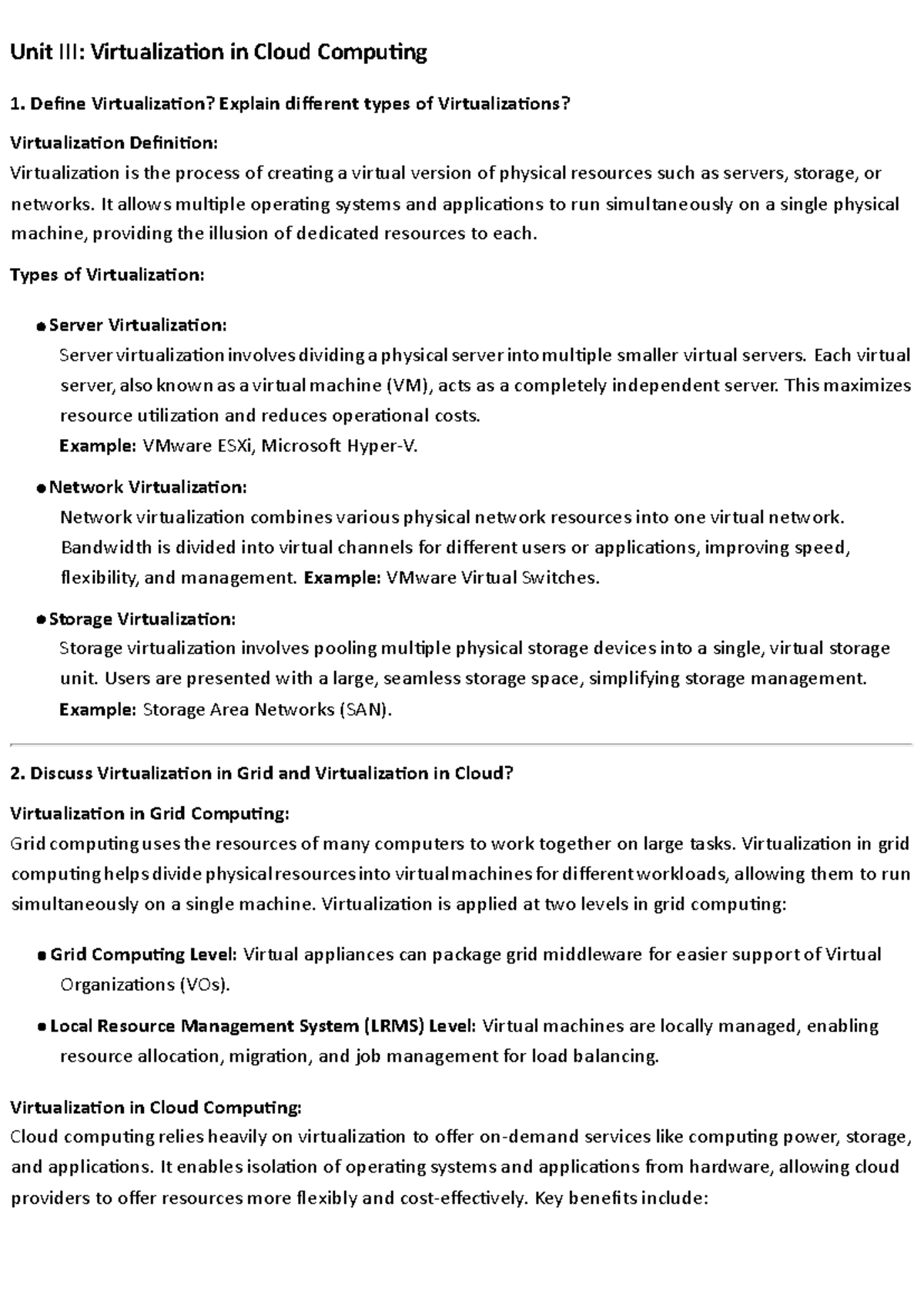 CC QB - Unit on Virtualization in Cloud Computing and Its Applications ...