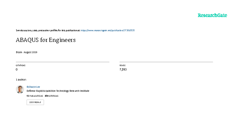 Abaqus for Engineer Sample - See discussions, stats, and author ...