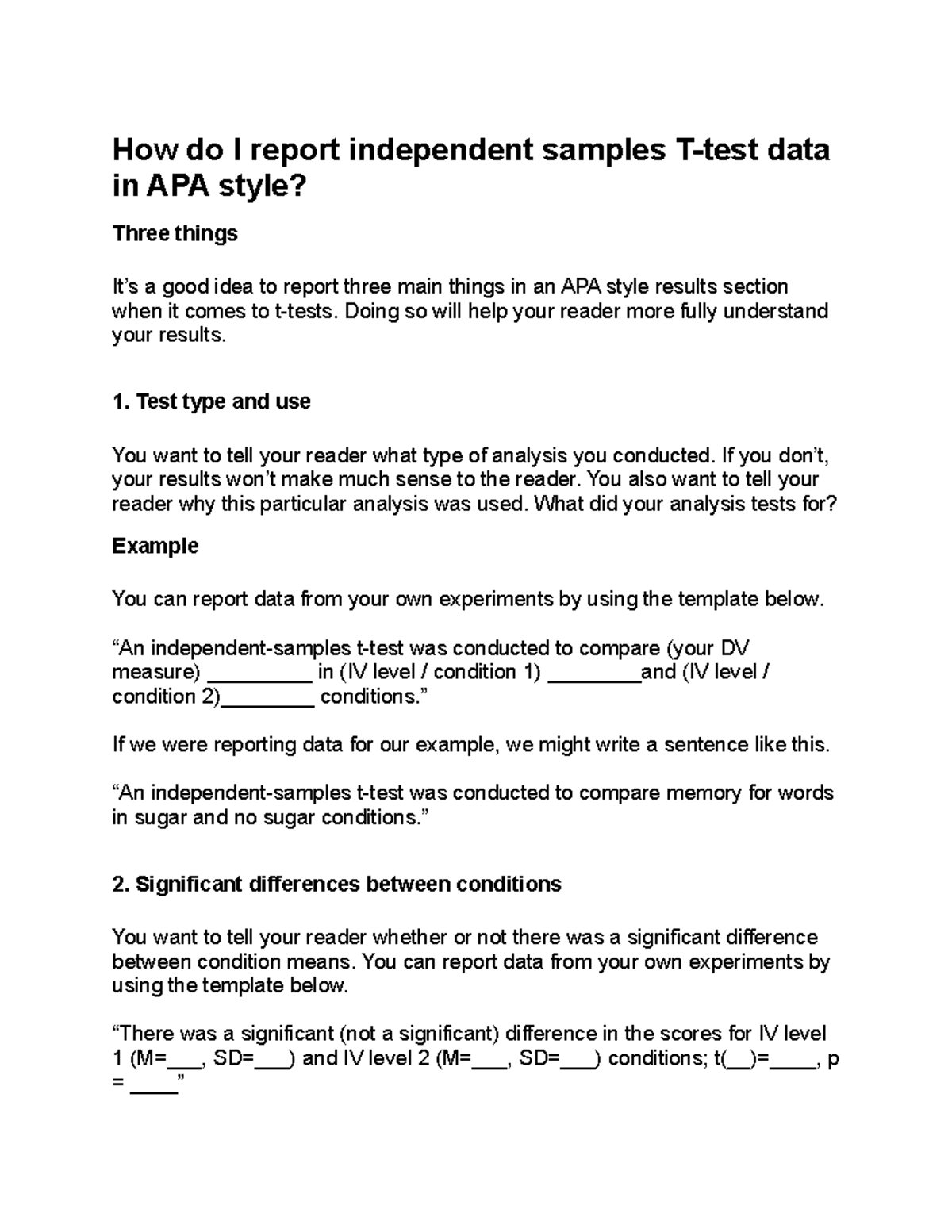 How do I report independent samples T - Doing so will help your reader ...