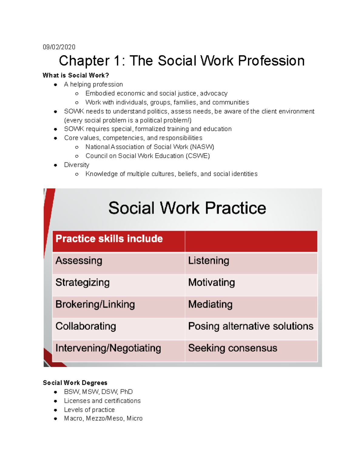 SOWK Ch. 1-5: Overview of Social Work Principles and Practices - Studocu