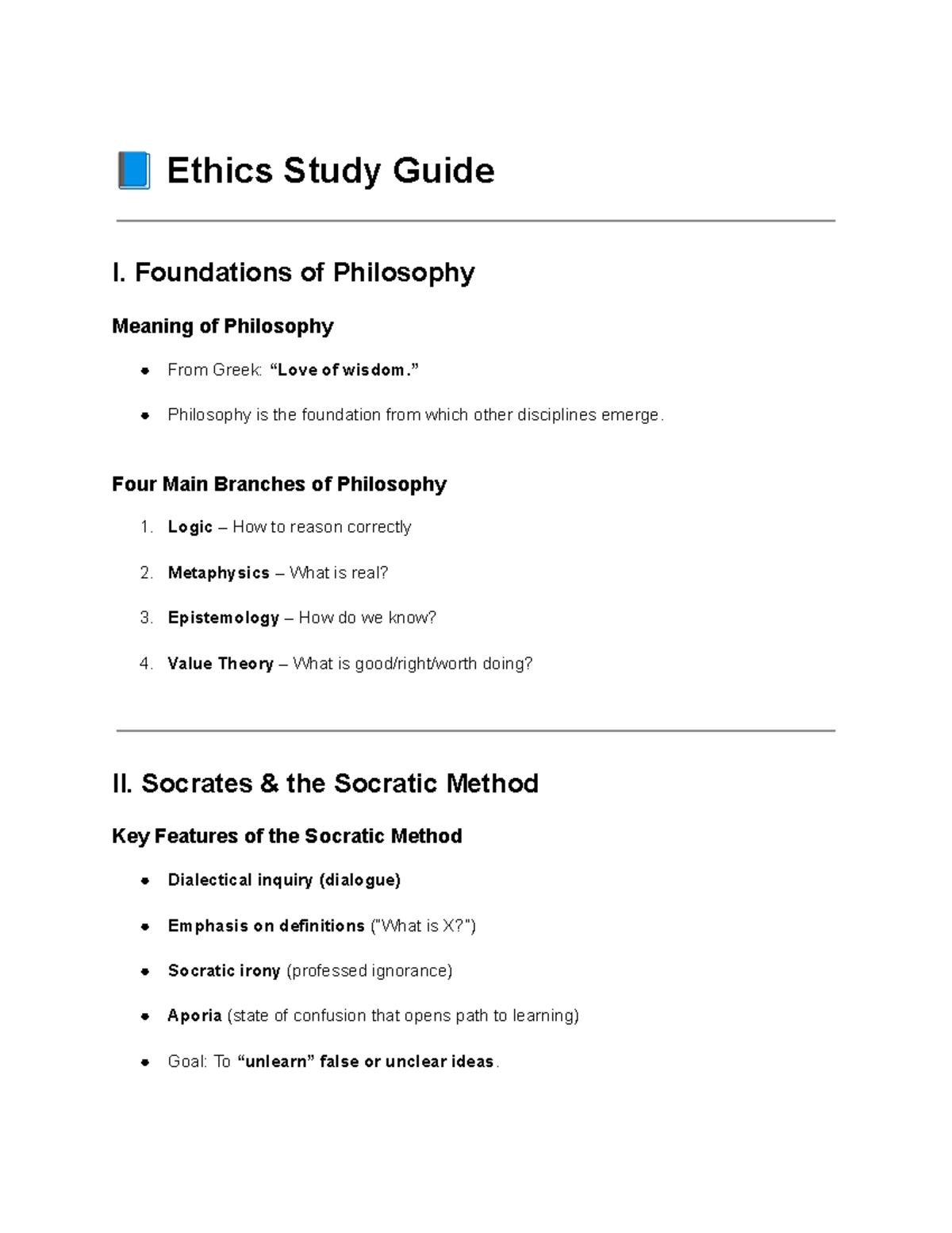 Ethics Study Guide: Key Concepts and Theories - Studocu