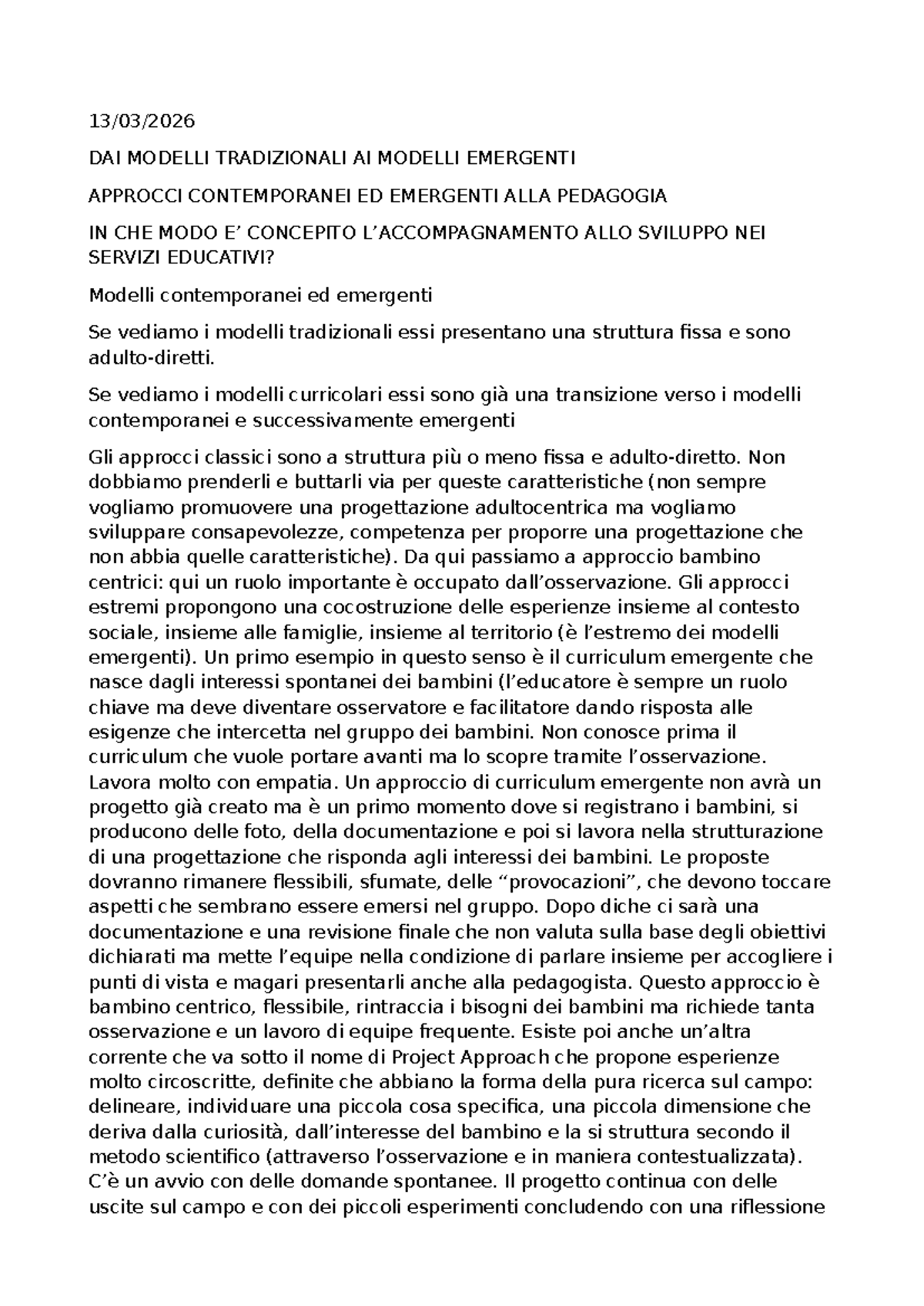 DAI MODELLI TRADIZIONALI AI MODELLI EMERGENTI: APPROCCI CONTEMPORANEI ...