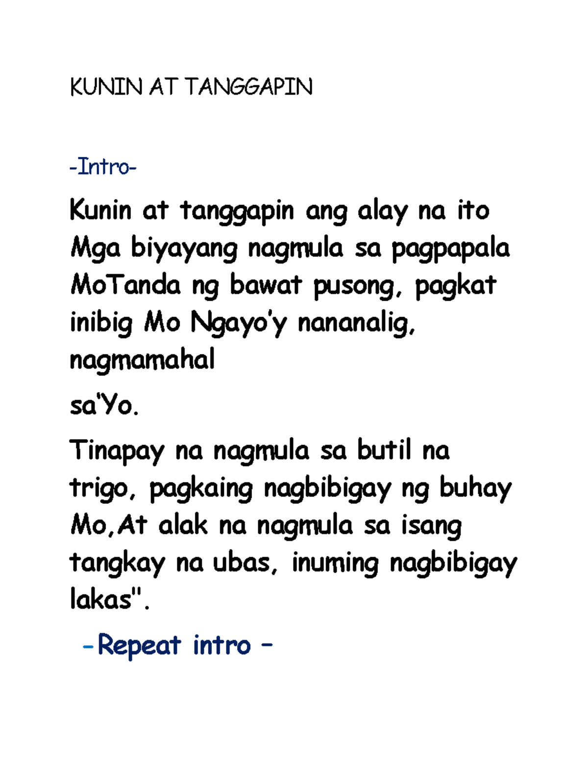 Kunin AT Tanggapin - CHRISTIAN SONGS - Music, Arts, Physical Education ...